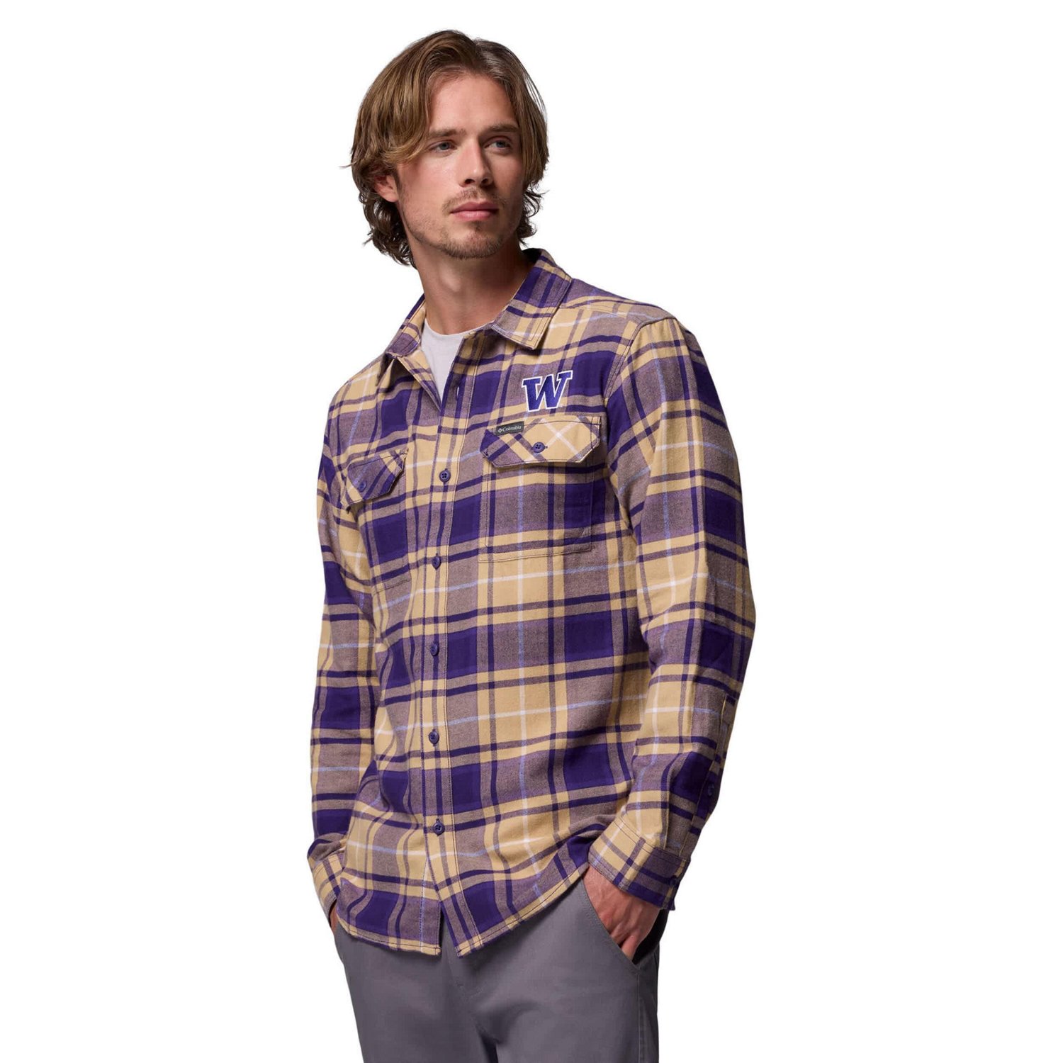 Columbia Washington Huskies Flare Gun Omni-Wick Flannel Long Sleeve Button-Up Shirt - view number 3