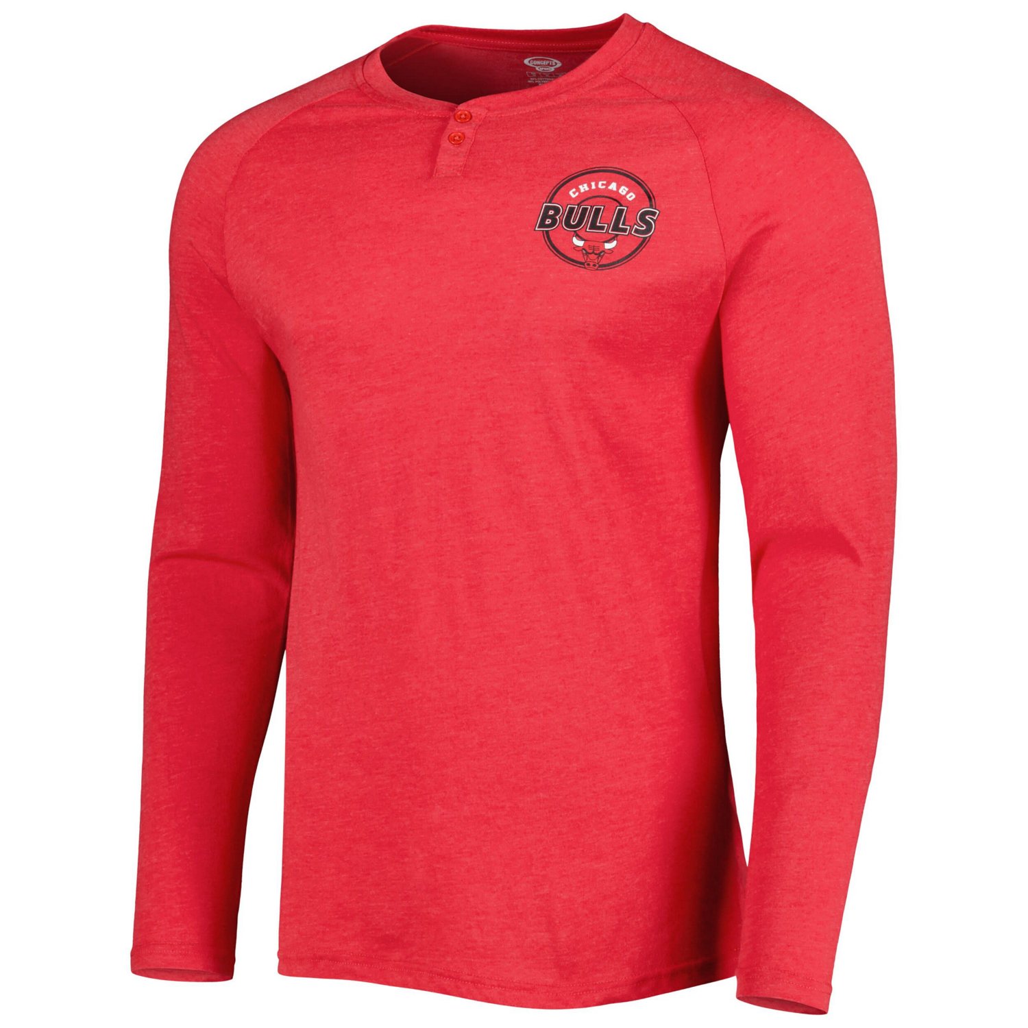 Concepts Sport Heathered Chicago Bulls Left Chest Henley Raglan Long Sleeve T-Shirt                                              - view number 2