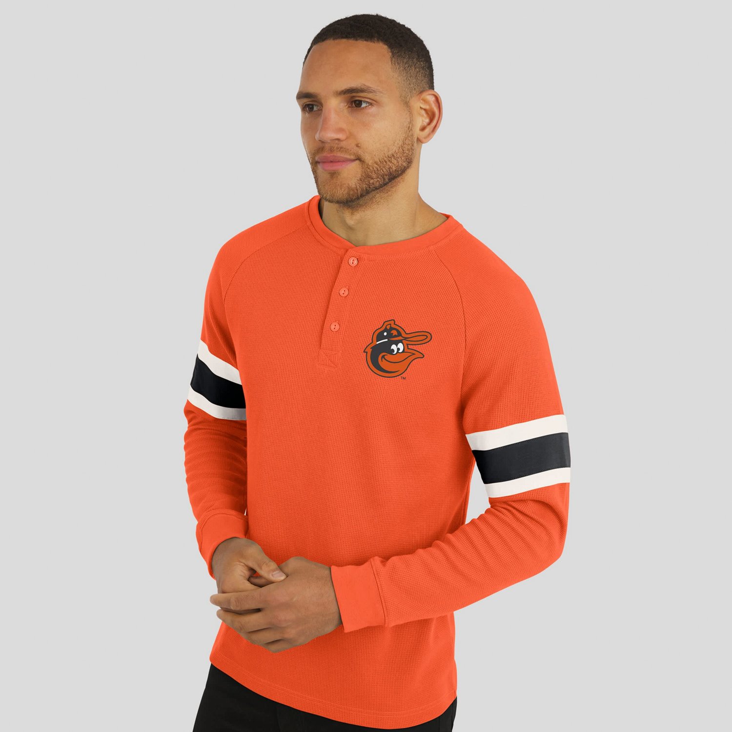Darius Rucker Collection by Fanatics Baltimore Orioles Waffle-Knit Raglan Long Sleeve Henley T-Shirt - view number 4