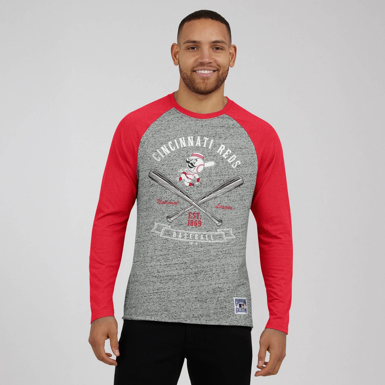 Darius Rucker Collection by Fanatics Cincinnati Reds Raw Edge Raglan Long Sleeve Baseball T-Shirt