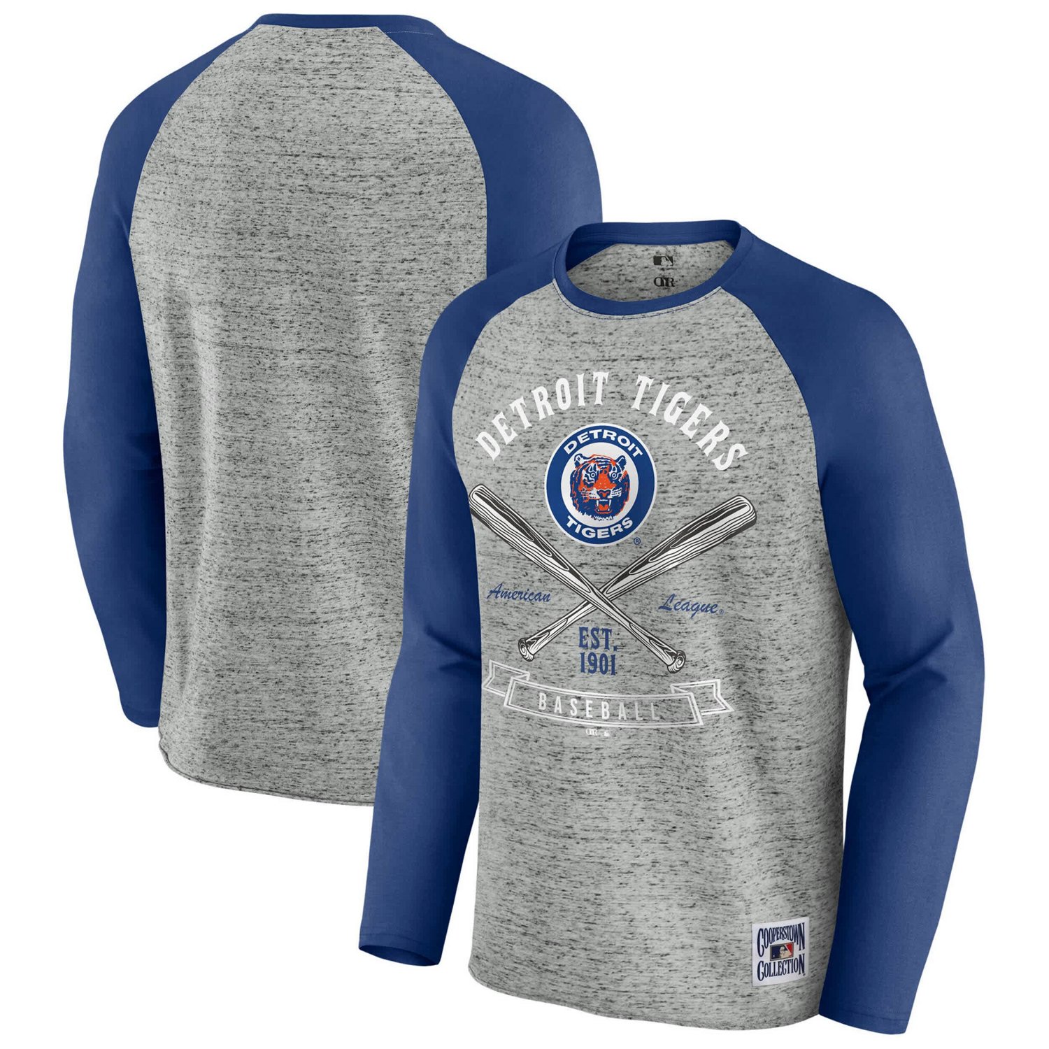 Darius Rucker Collection by Fanatics Detroit Tigers Raw Edge Raglan Long Sleeve Baseball T-Shirt                                