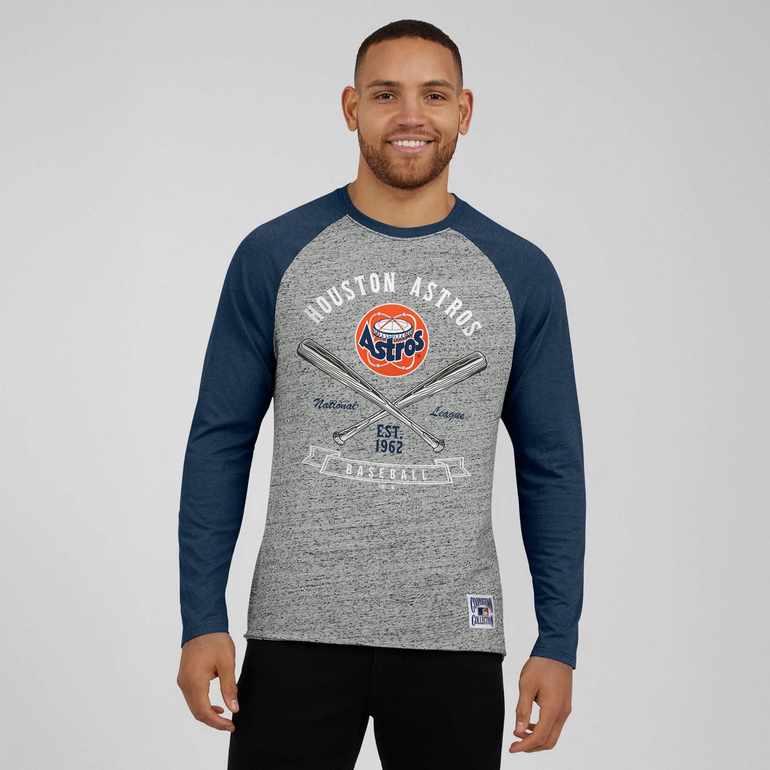 Darius Rucker Collection by Fanatics Houston Astros Raw Edge Raglan Long Sleeve Baseball T-Shirt