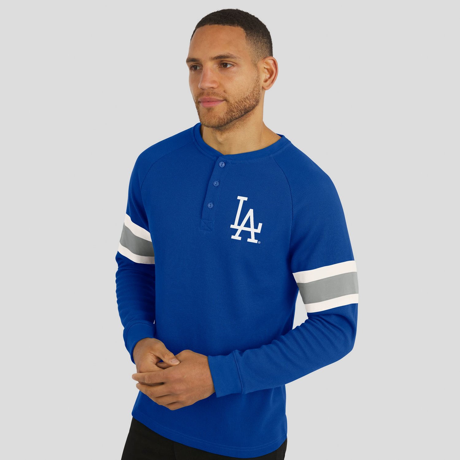 Darius Rucker Collection by Fanatics Los Angeles Dodgers Waffle-Knit Raglan Long Sleeve Henley T-Shirt - view number 4