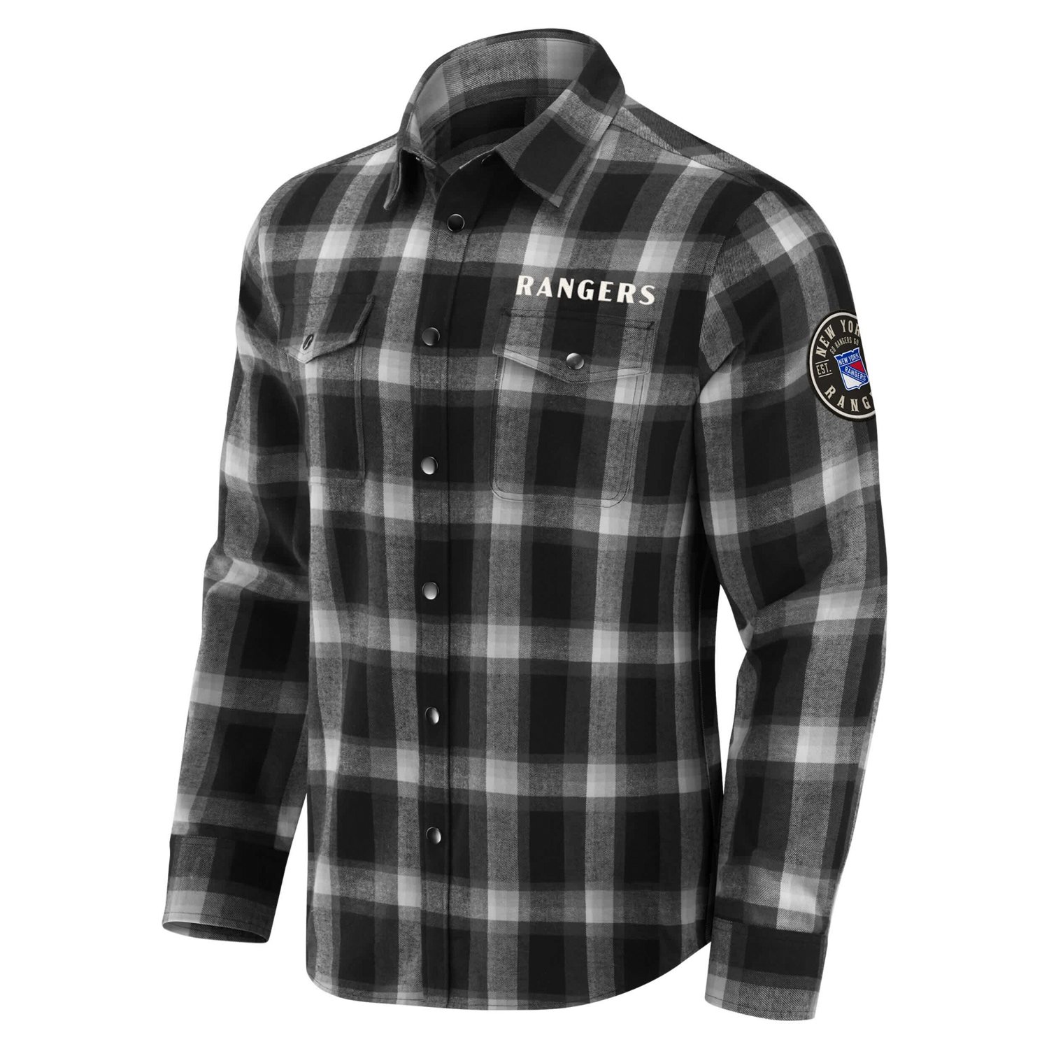 Darius Rucker Collection by Fanatics New York Rangers Flannel Plaid Full-Snap Shirt - view number 2