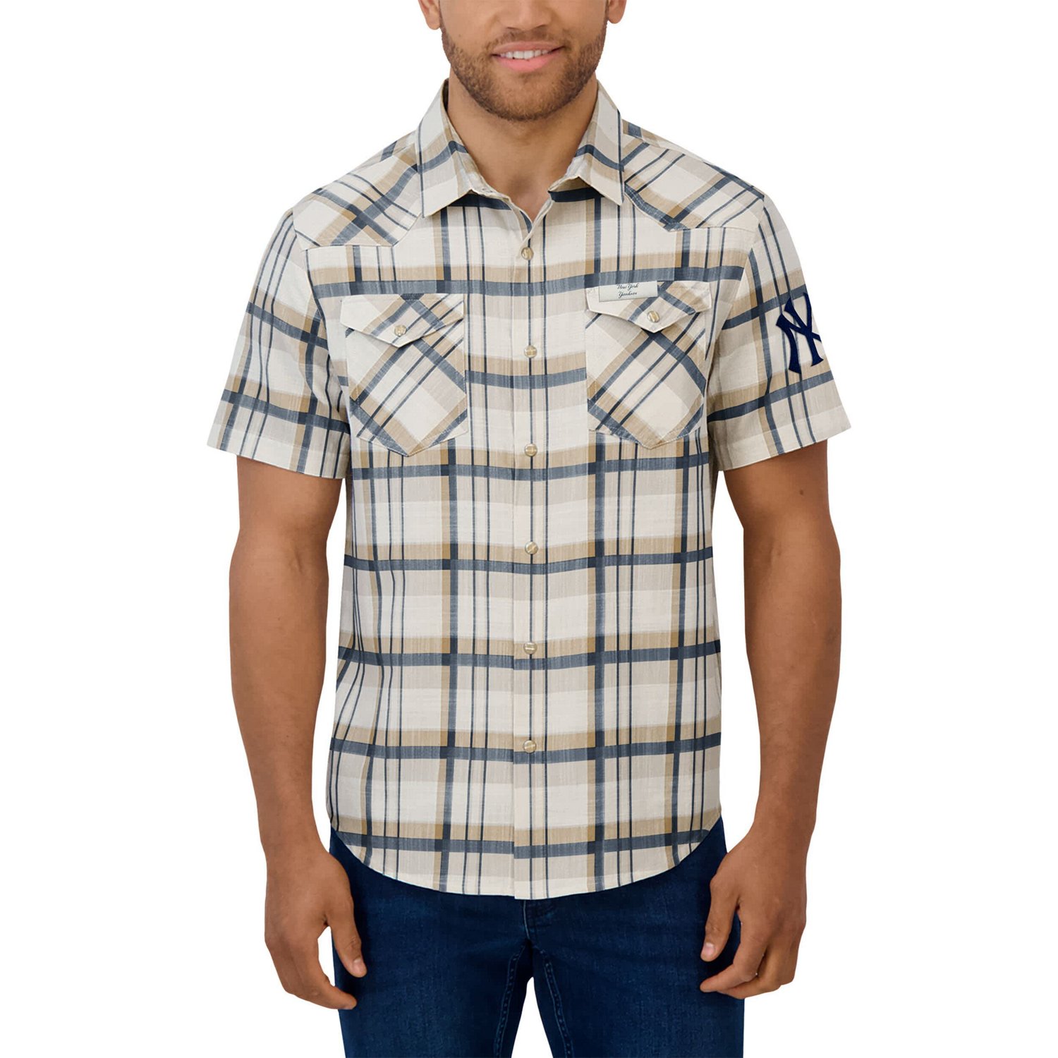 Darius Rucker Collection by Fanatics New York Yankees Plaid Full-Snap Shirt