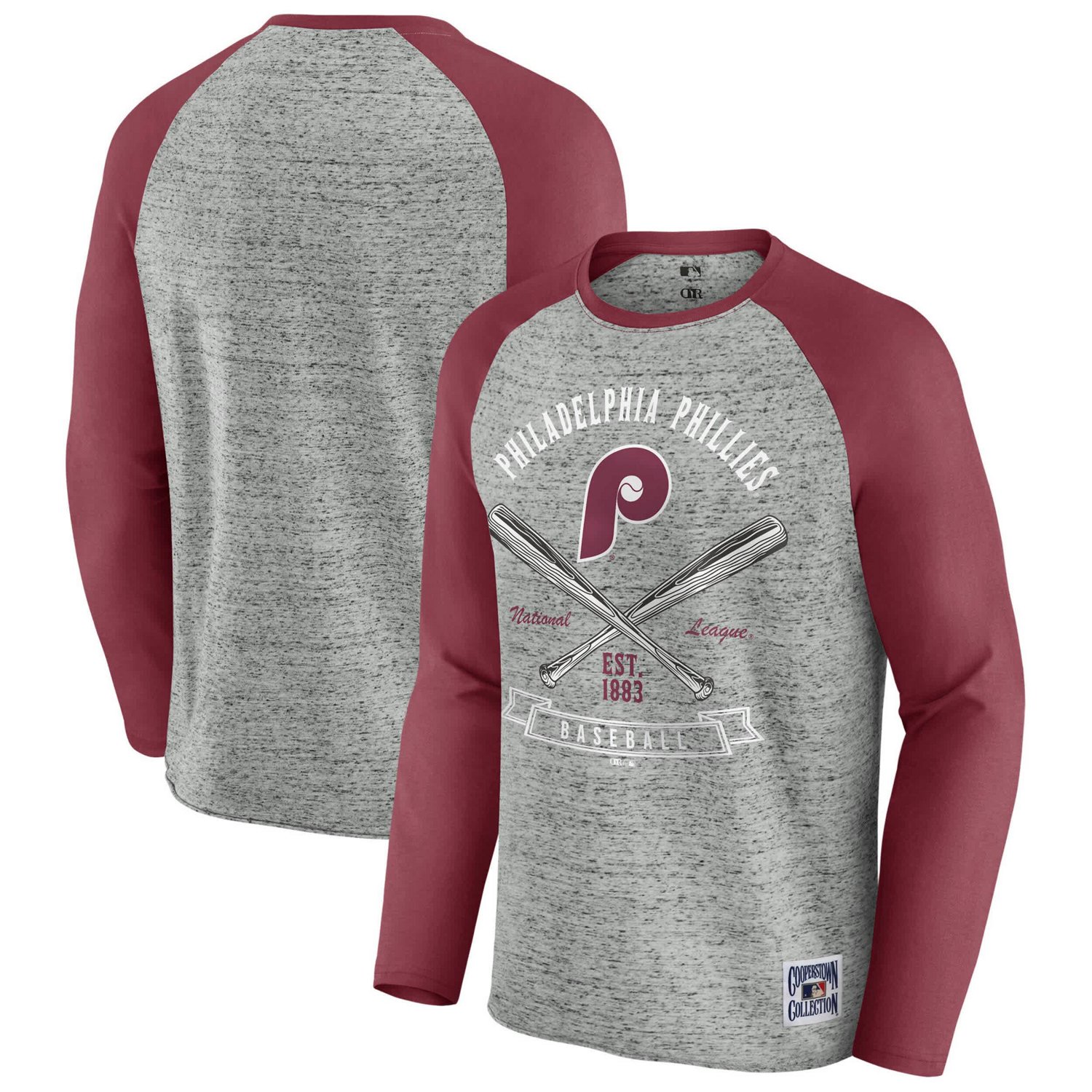 Darius Rucker Collection by Fanatics Philadelphia Phillies Raw Edge Raglan Long Sleeve Baseball T-Shirt