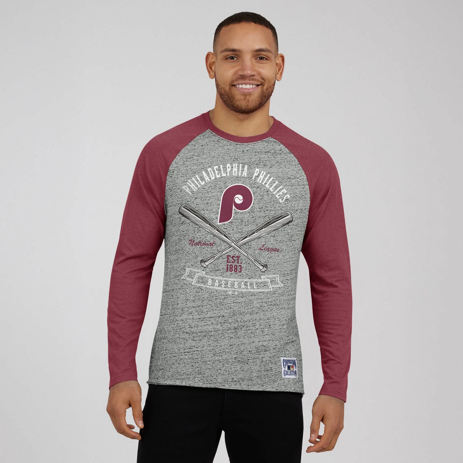 Darius Rucker Collection by Fanatics Philadelphia Phillies Raw Edge Raglan Long Sleeve Baseball T-Shirt