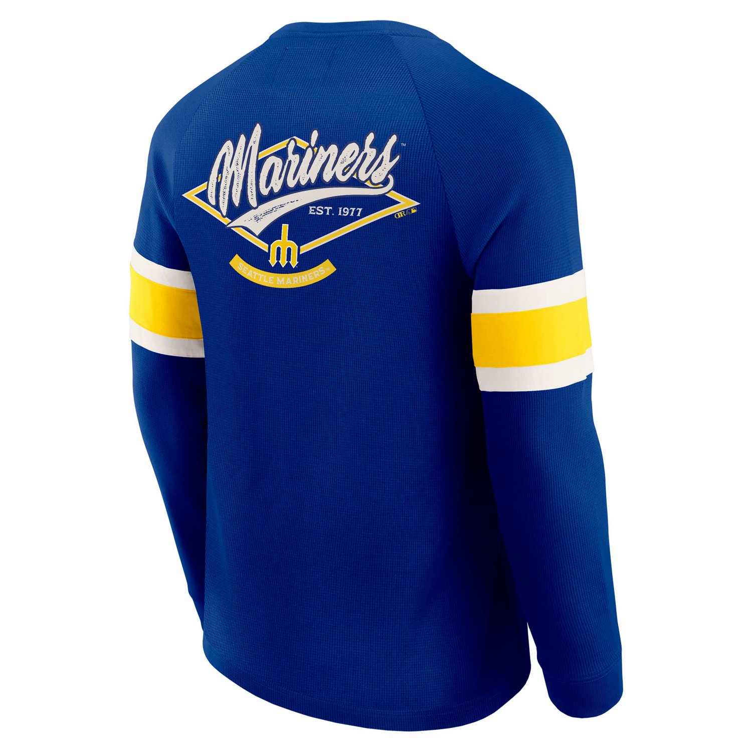 Darius Rucker Collection by Fanatics Seattle Mariners Waffle-Knit Raglan Long Sleeve Henley T-Shirt - view number 3