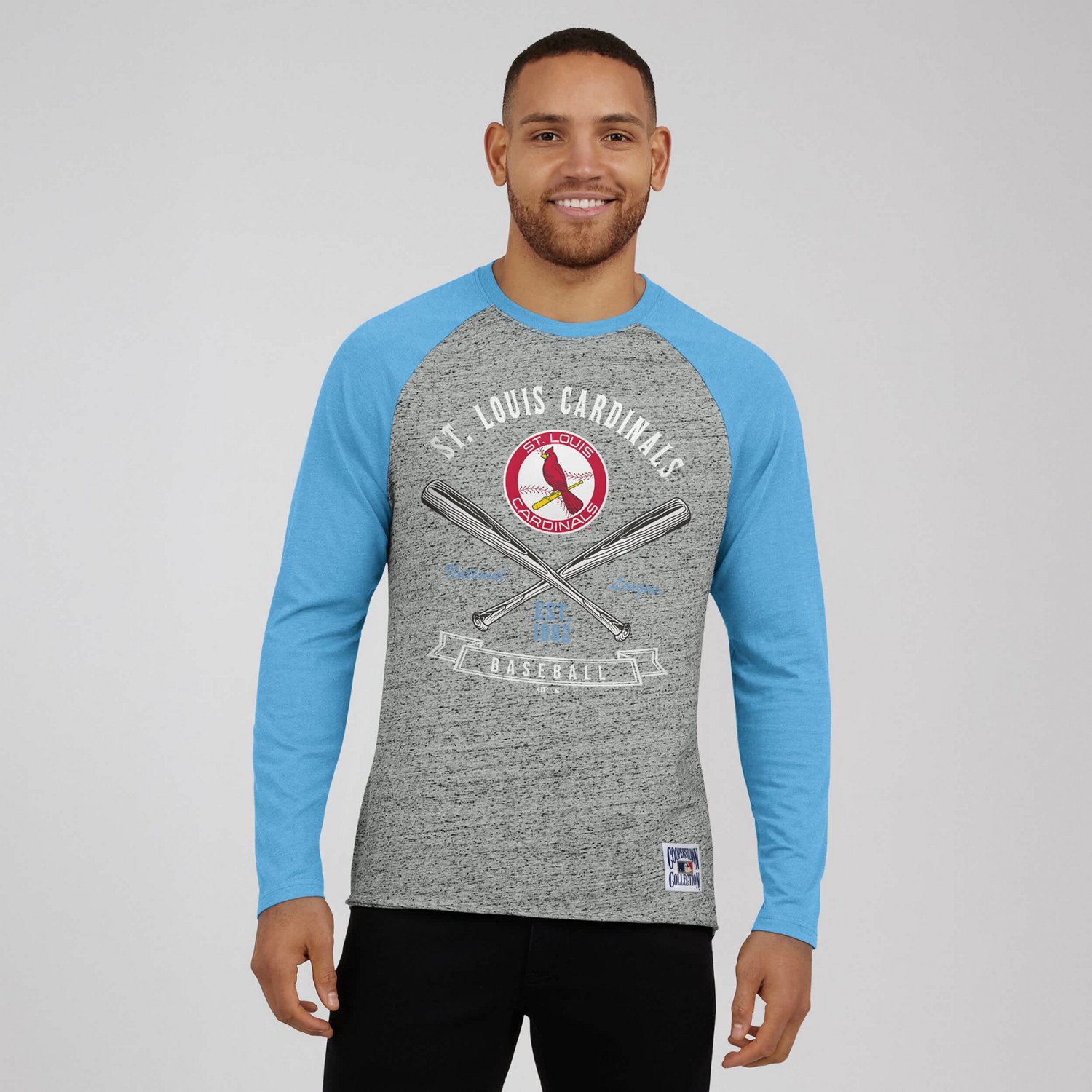 Darius Rucker Collection by Fanatics St Louis Cardinals Raw Edge Raglan Long Sleeve Baseball T-Shirt