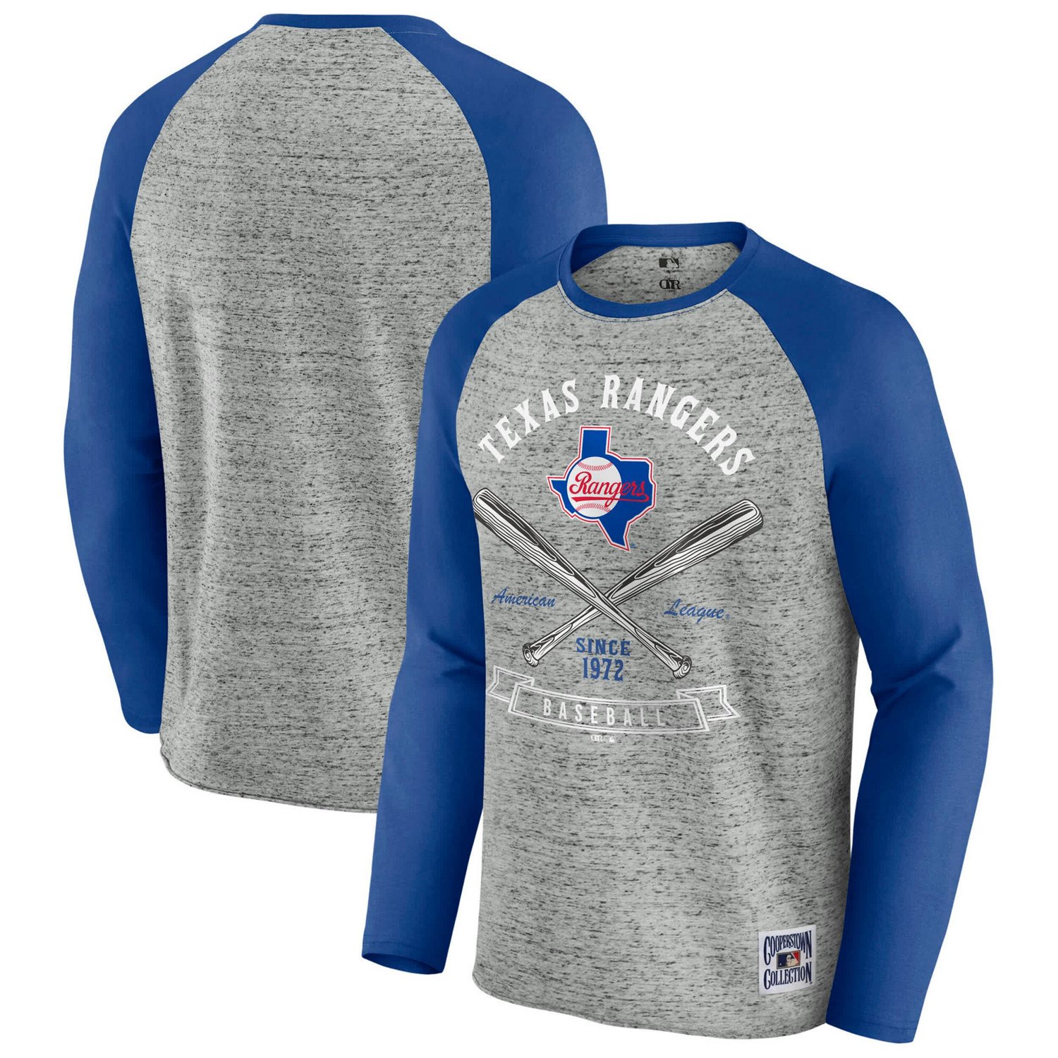 Darius Rucker Collection by Fanatics Texas Rangers Raw Edge Raglan Long Sleeve Baseball T-Shirt