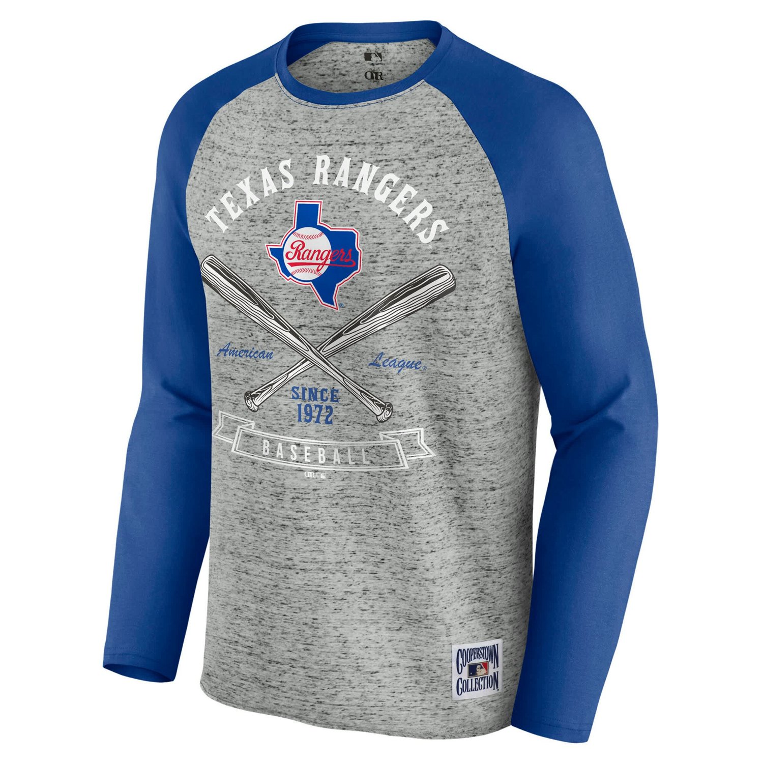 Darius Rucker Collection by Fanatics Texas Rangers Raw Edge Raglan Long Sleeve Baseball T-Shirt