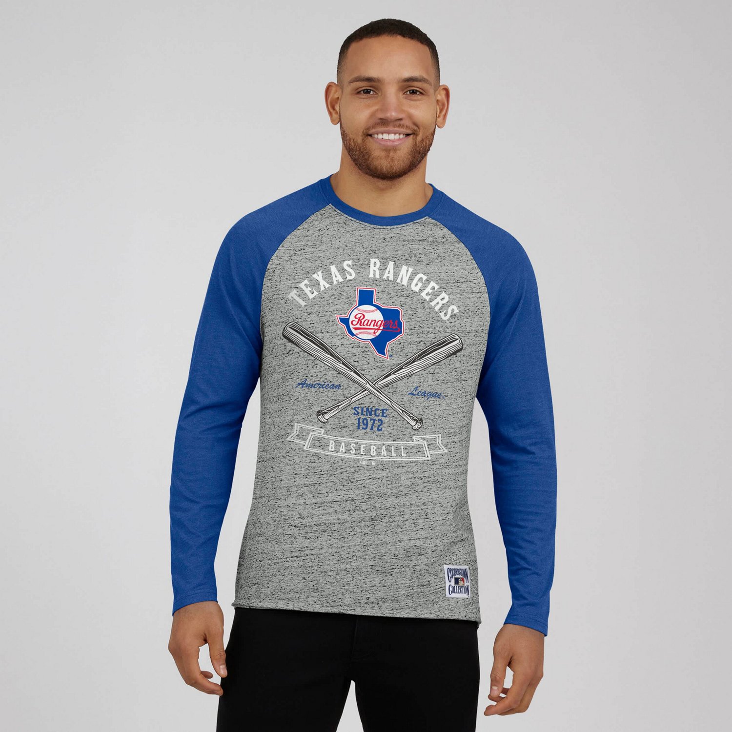 Darius Rucker Collection by Fanatics Texas Rangers Raw Edge Raglan Long Sleeve Baseball T-Shirt