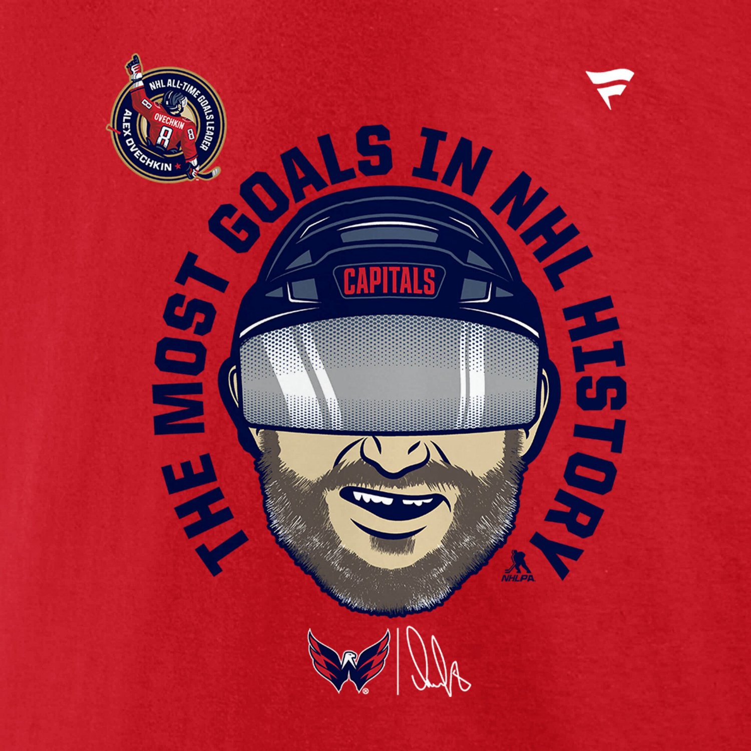 Fanatics Alexander Ovechkin Athletic Washington Capitals NHL All-Time Leading Goal Scorer Caricature T-Shirt - view number 4