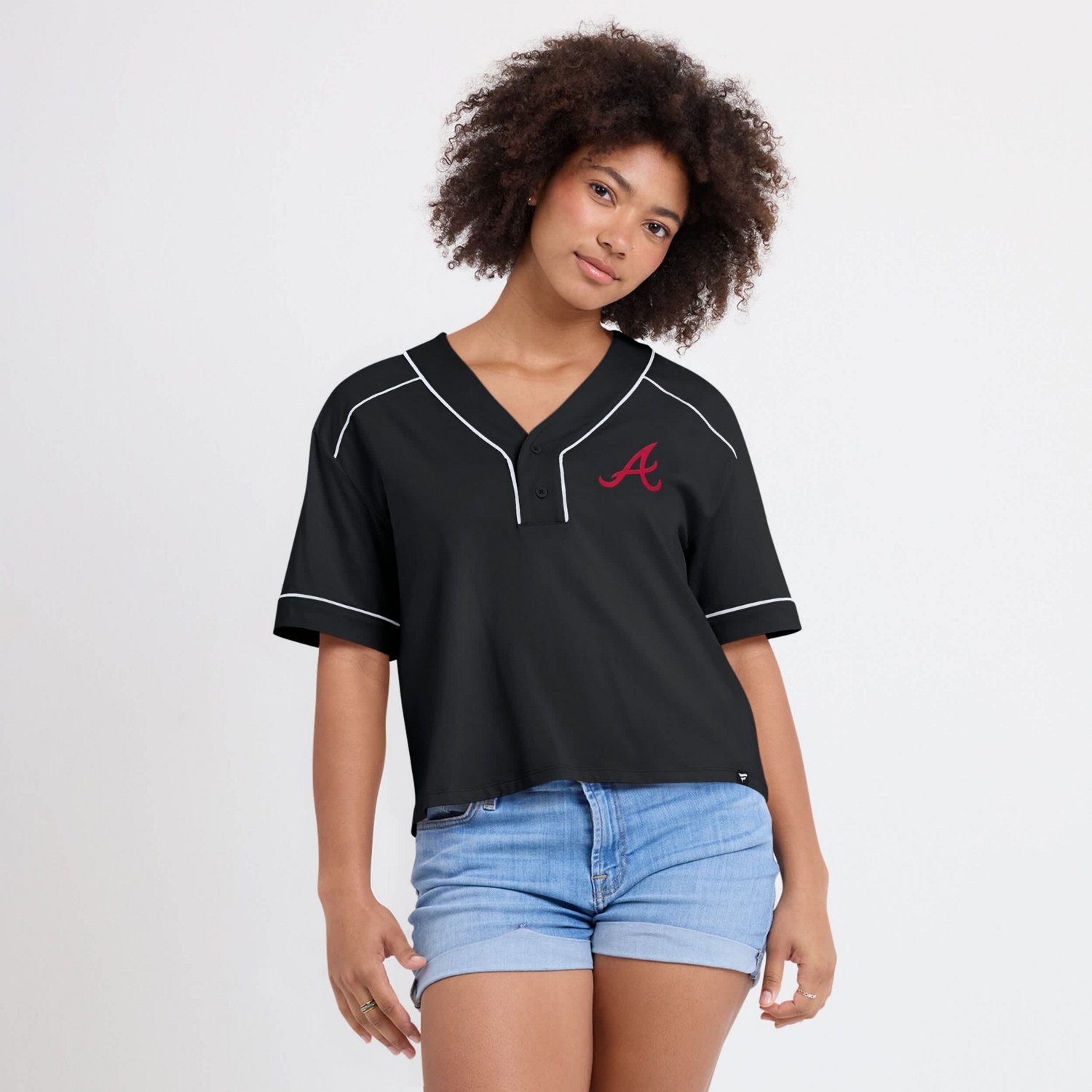 Fanatics Atlanta Braves Oversized Champ Game Cropped V-Neck T-Shirt - view number 4