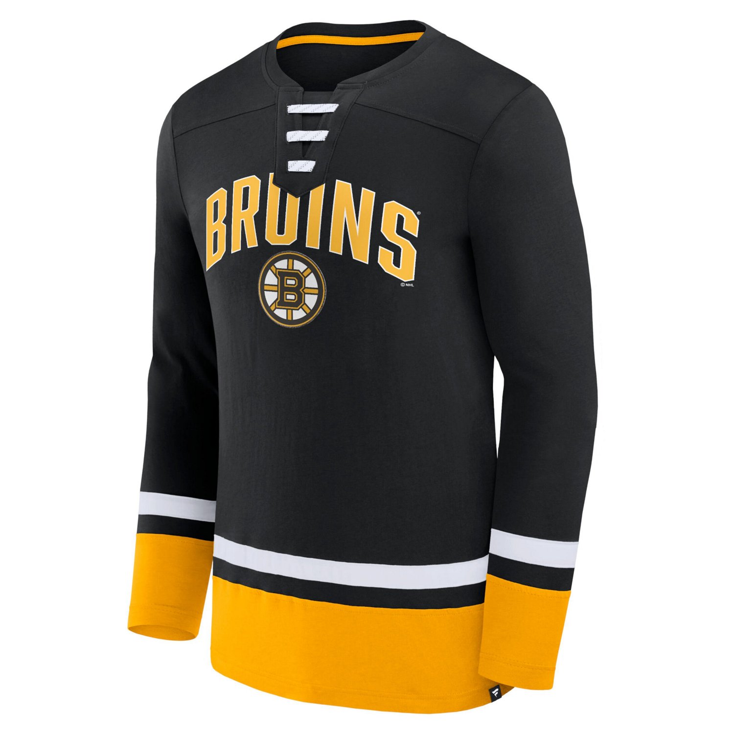 Fanatics Boston Bruins Back Pass Lace-Up Long Sleeve T-Shirt                                                                     - view number 2