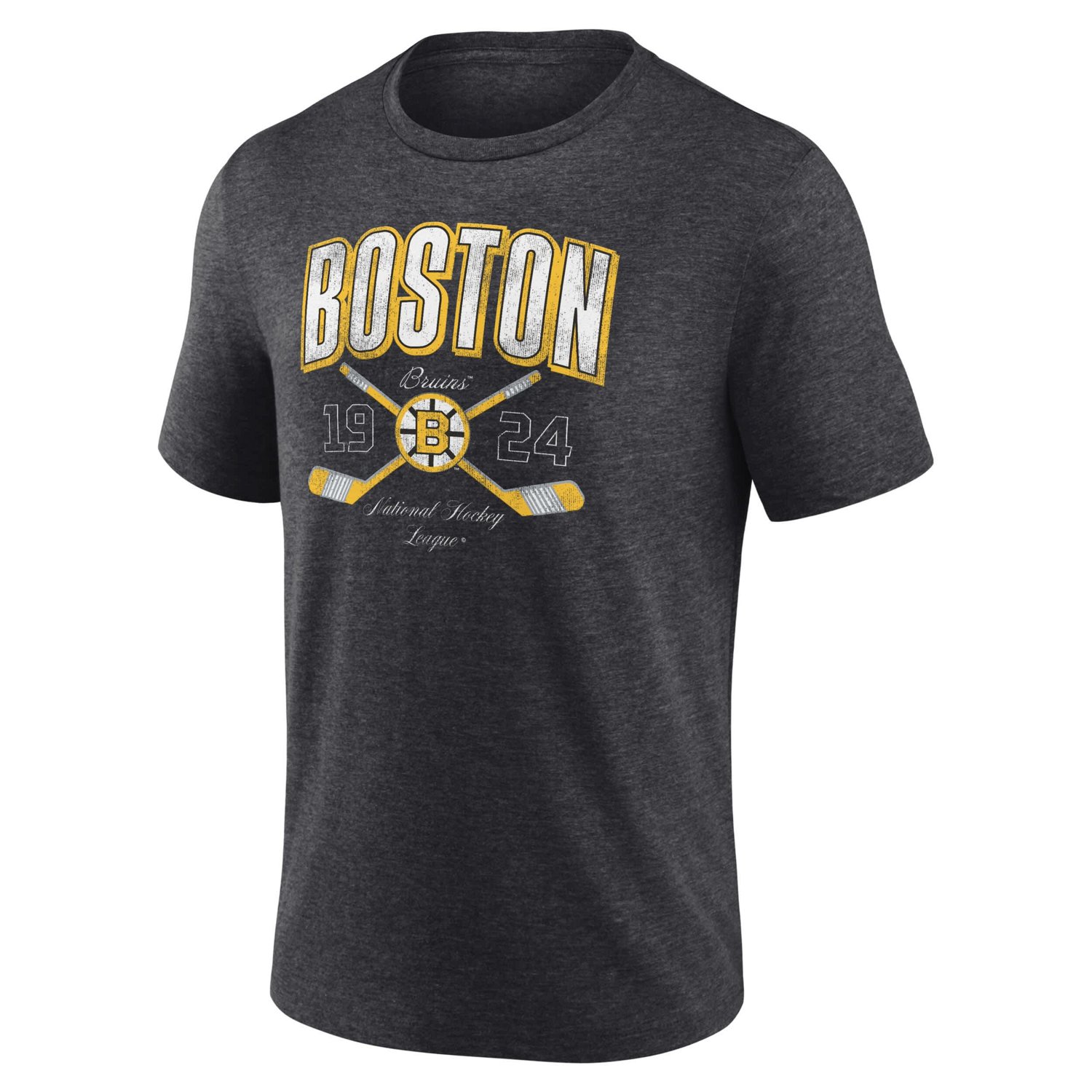 Fanatics Boston Bruins Vintage Cross Sticks Distressed Tri-Blend T-Shirt                                                         - view number 2