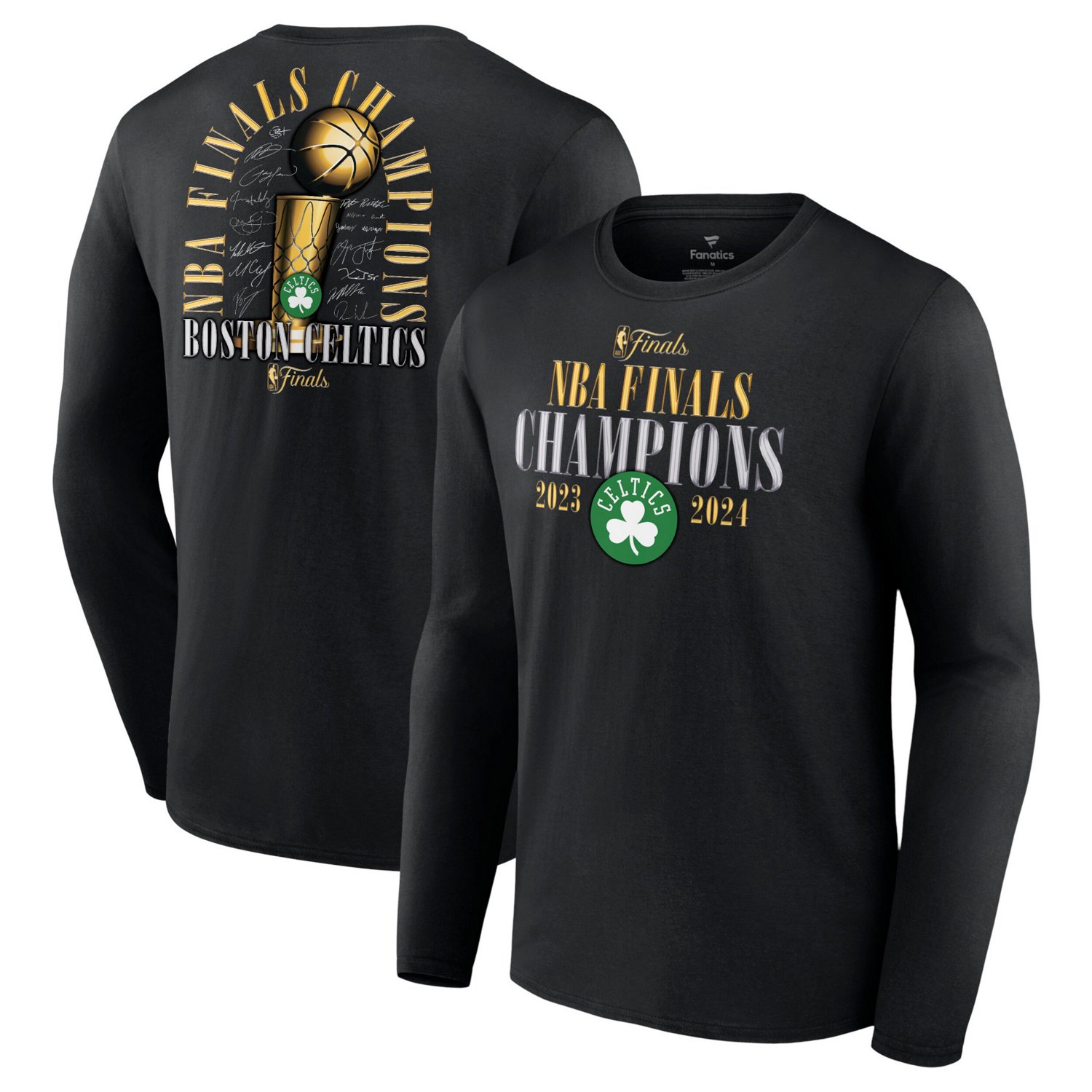 Fanatics Boston Celtics 2024 NBA Finals Champions Fade Away Jumper Roster Signature Long Sleeve T-Shirt - view number 1