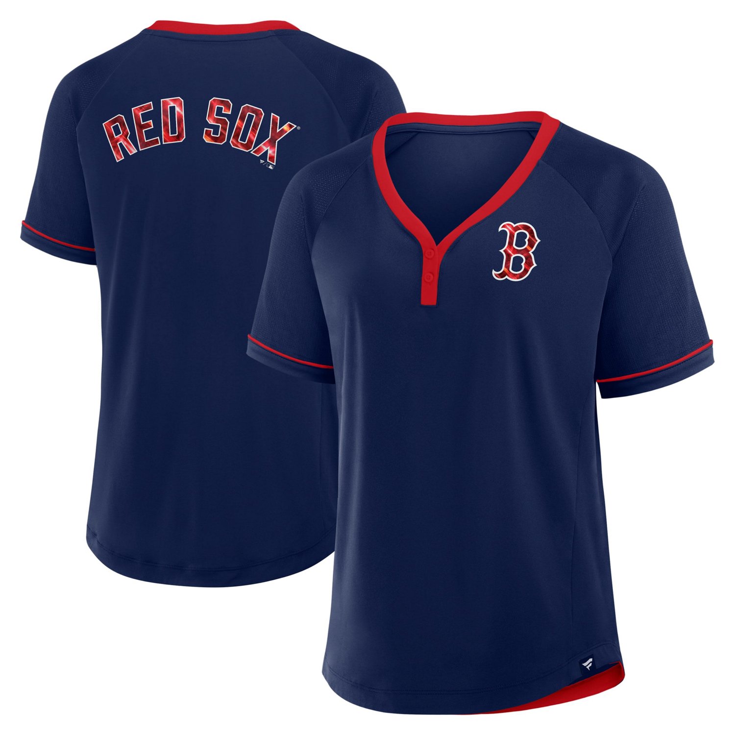 Fanatics Boston Red Sox League Diva Star Raglan V-Neck T-Shirt