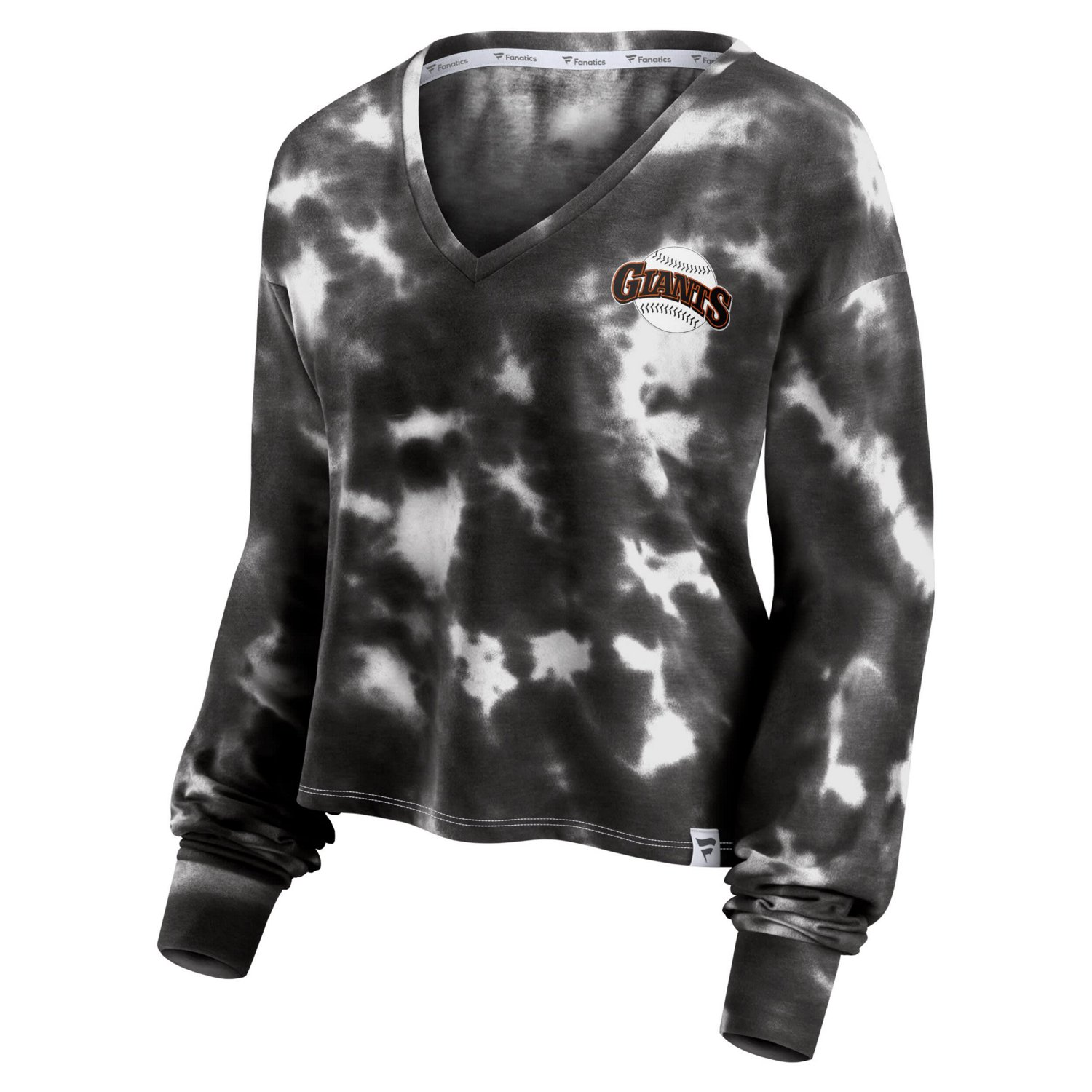 Fanatics Branded /Black San Francisco Giants Tie-Dye V-Neck Pullover Cropped Tee - view number 2