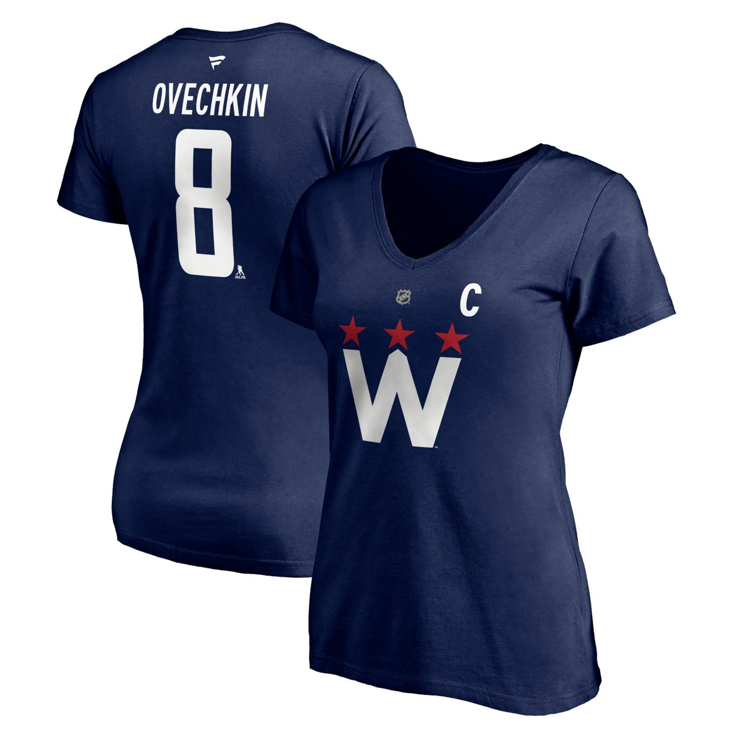Fanatics Branded Alexander Ovechkin Washington Capitals 2020/21 Alternate Authentic Stack Name  Number V-Neck T-Shirt