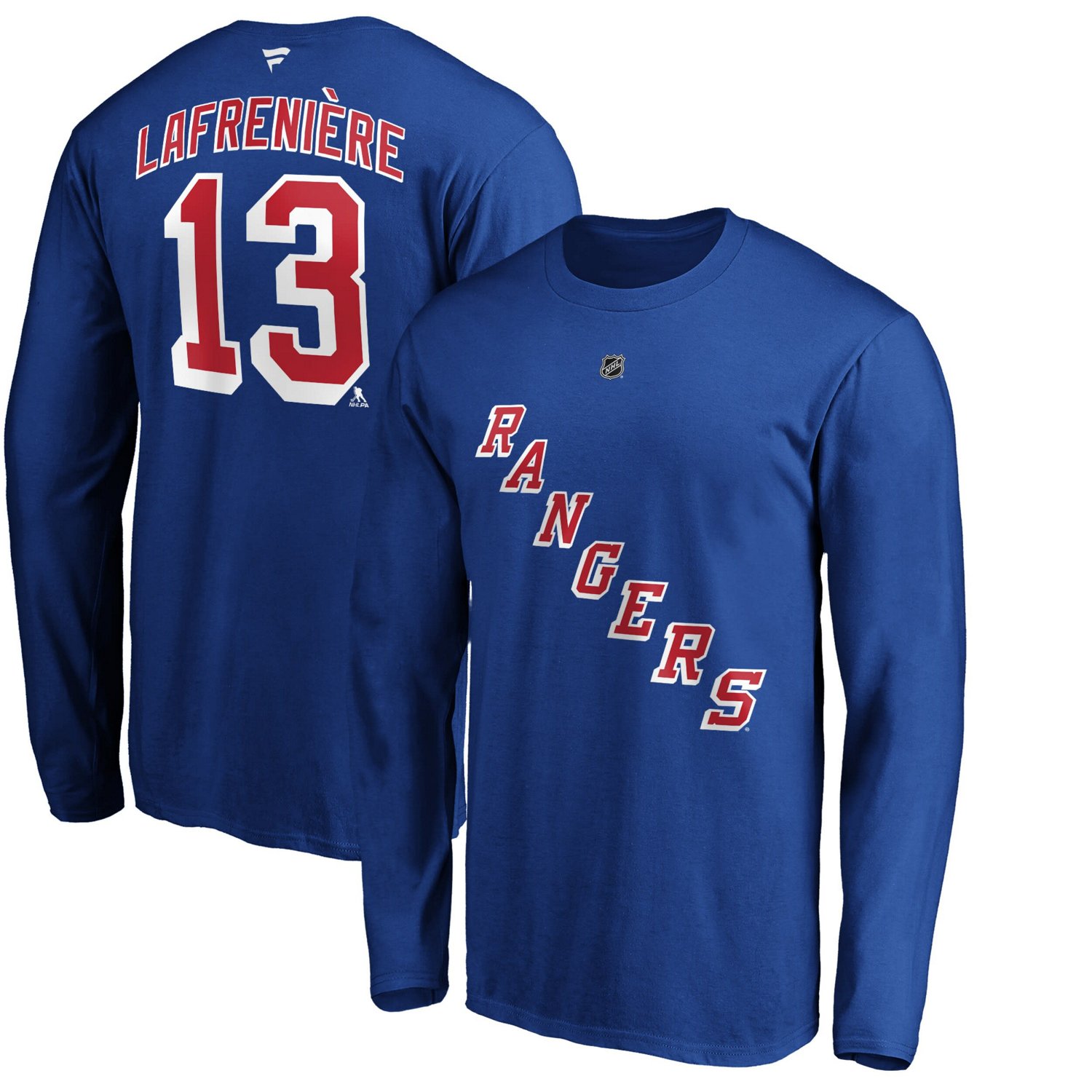 Fanatics Branded Alexis Lafrenire New York Rangers Authentic Stack Name  Number Long Sleeve T-Shirt
