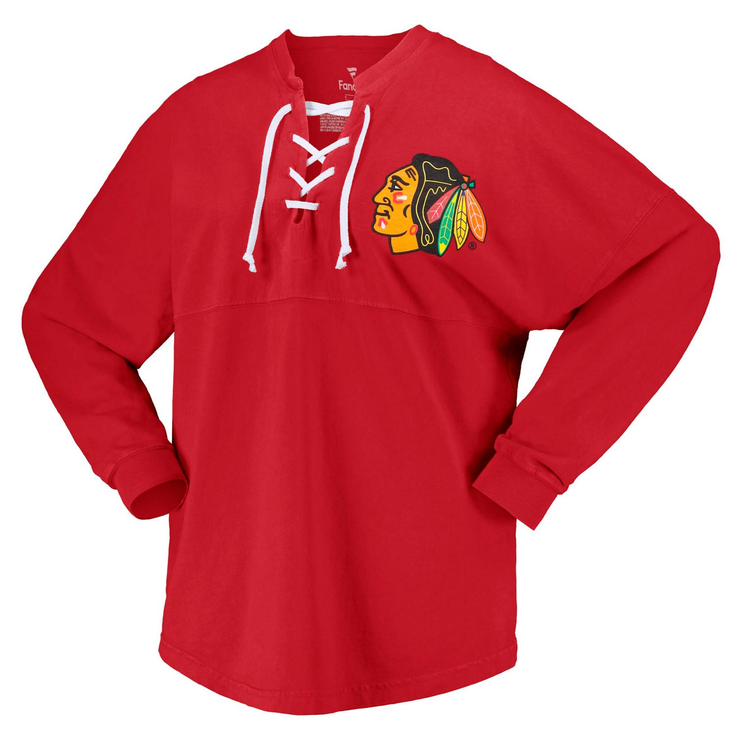 Fanatics Branded Chicago Blackhawks Spirit Lace-Up V-Neck Long Sleeve Jersey T-Shirt                                             - view number 2