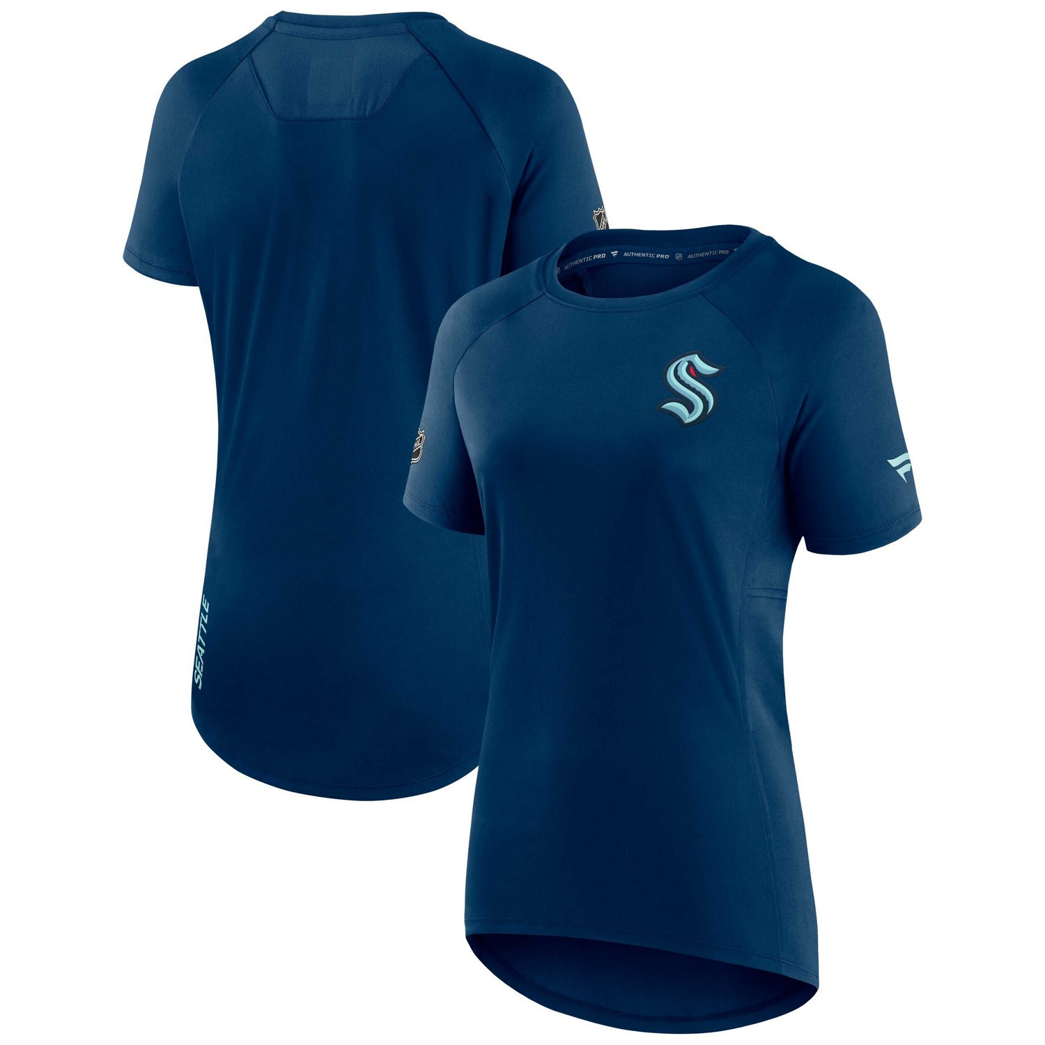 Fanatics Branded Deep Sea Seattle Kraken Authentic Pro Rink Raglan Tech T-Shirt                                                  - view number 1