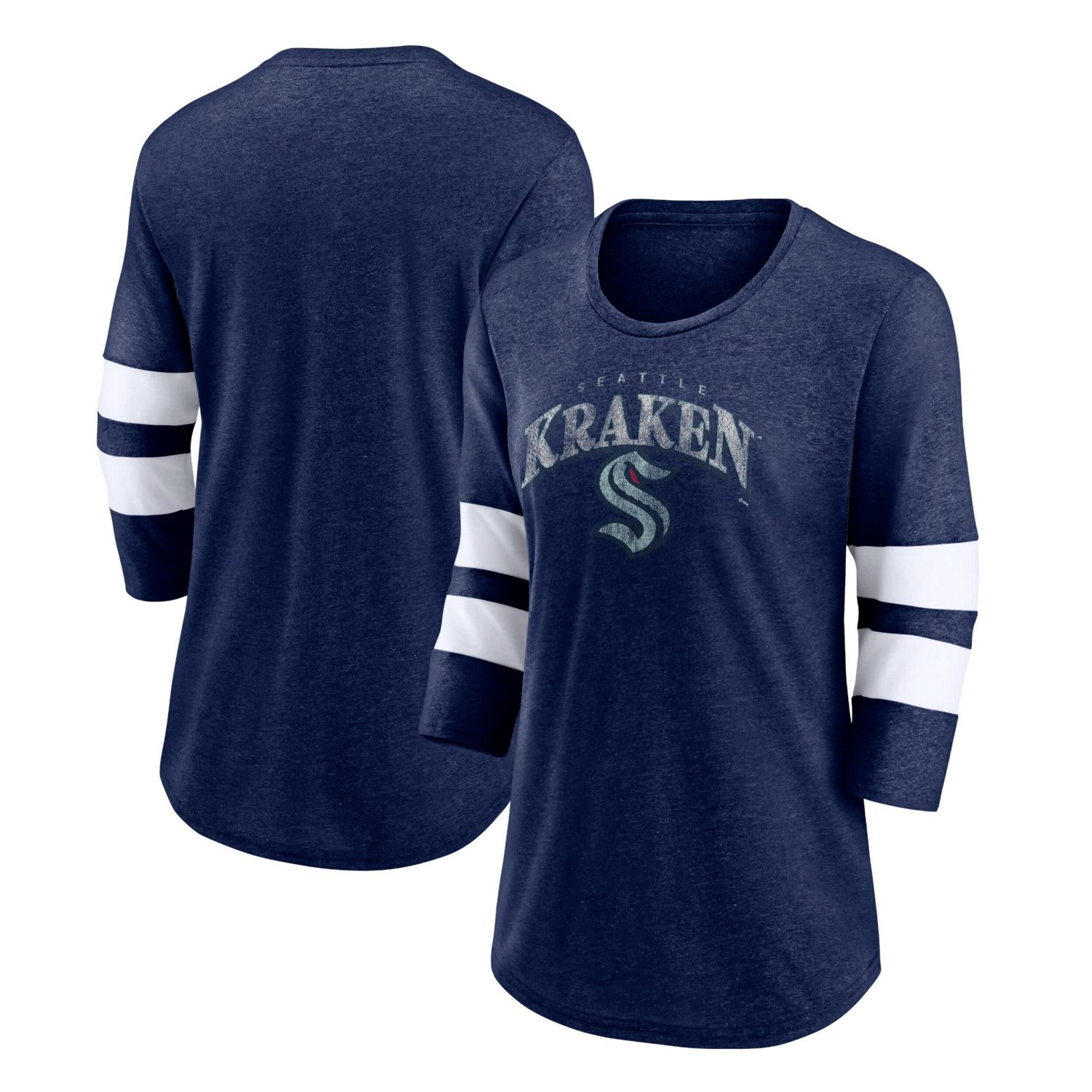 Fanatics Branded Heather Deep Sea Seattle Kraken Special Edition 20 Barn Burner 3/4 Sleeve T-Shirt