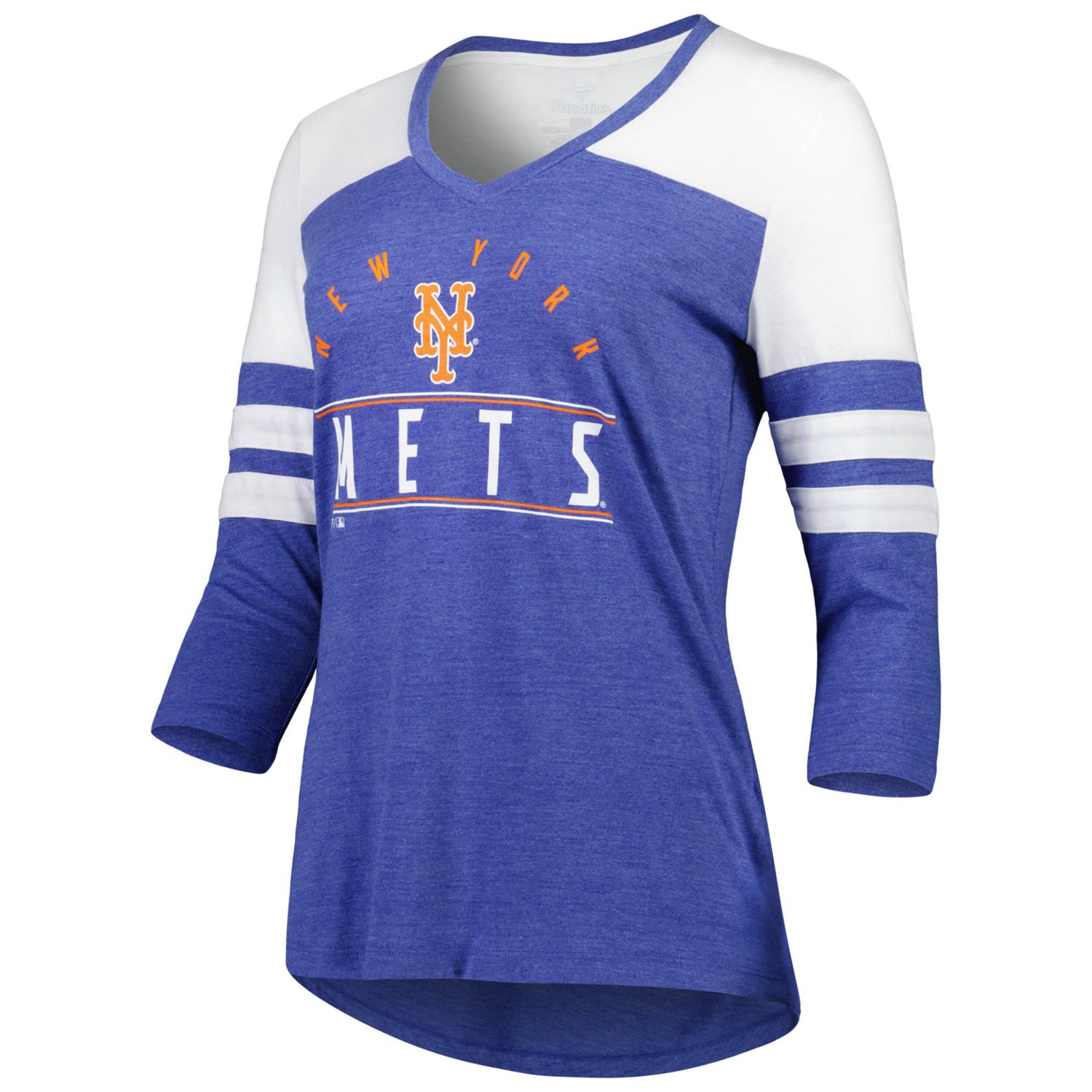 Fanatics Branded Heather New York Mets League Leader Tri-Blend 3/4-Sleeve V-Neck T-Shirt                                         - view number 2