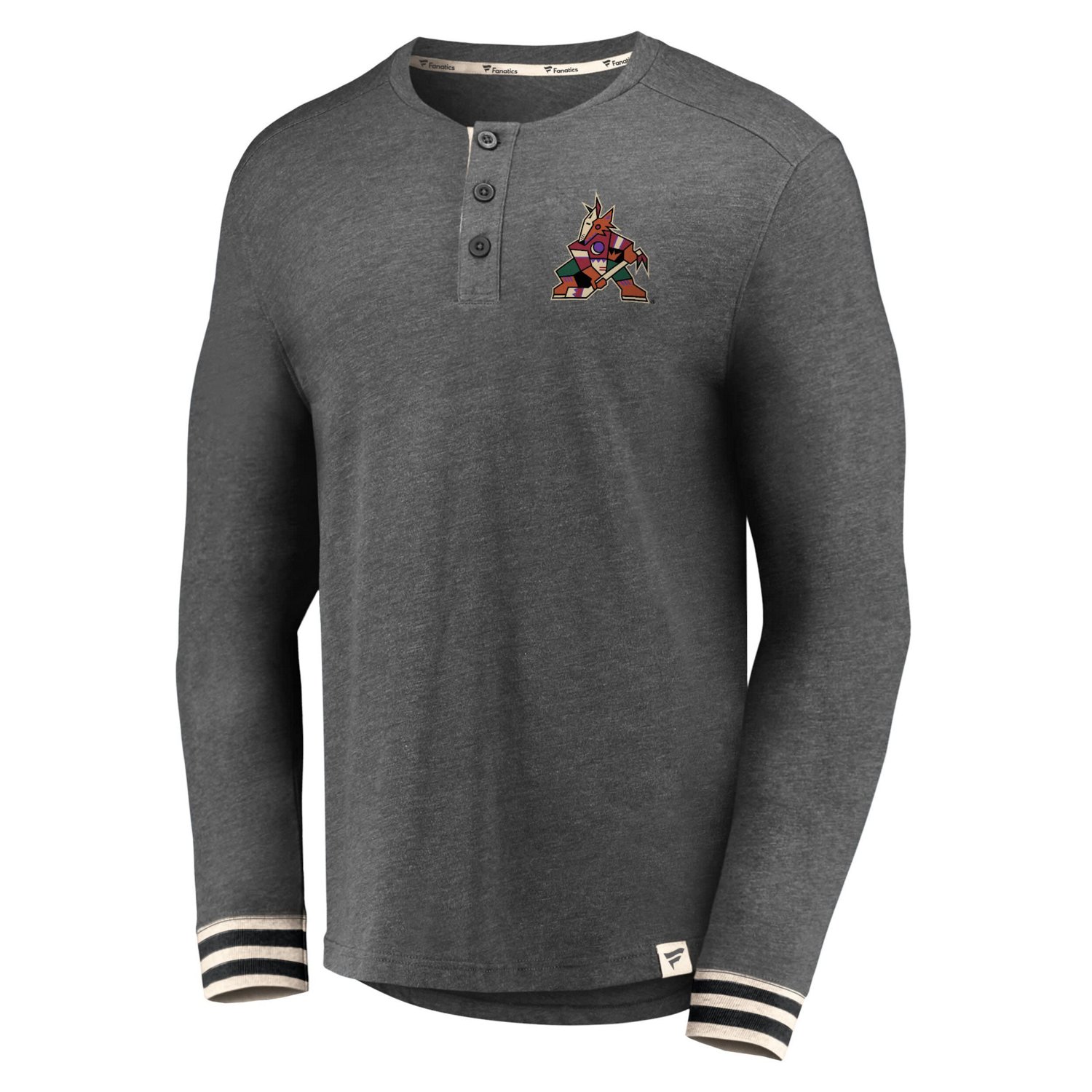 Fanatics Branded Heathered Charcoal Arizona Coyotes True Classics Henley Long Sleeve T-Shirt                                     - view number 2