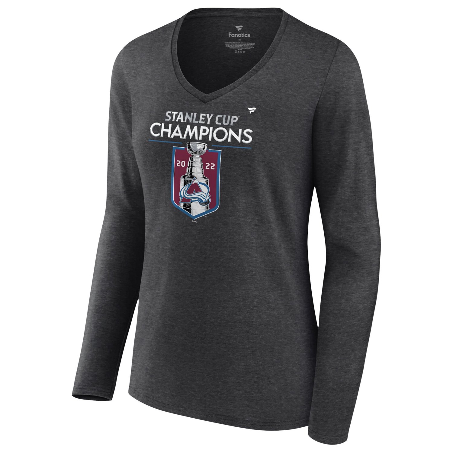 Fanatics Branded Heathered Charcoal Colorado Avalanche 2022 Stanley Cup Champions Locker Room V-Neck Long Sleeve T-Shirt         - view number 2