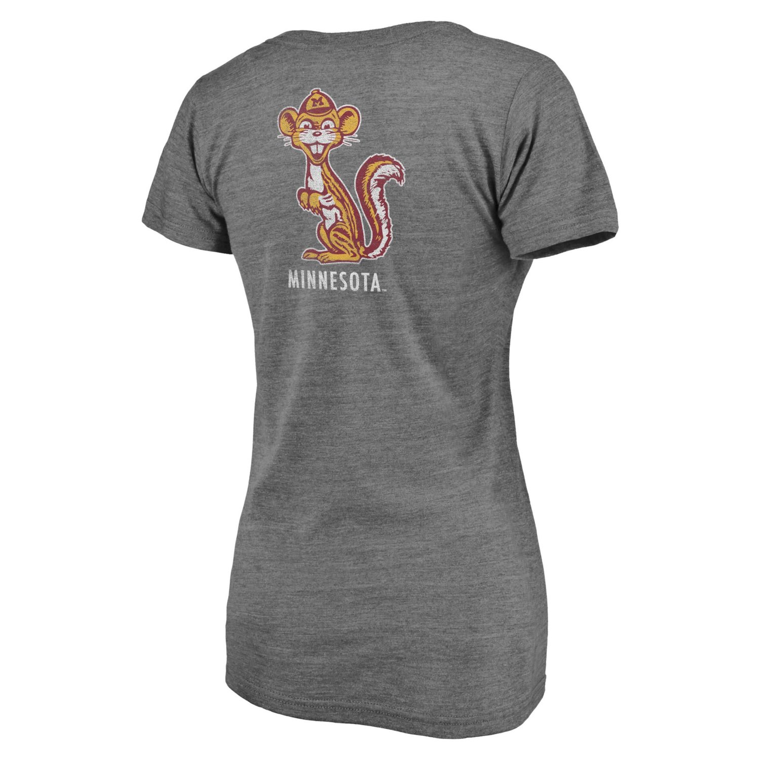 Fanatics Branded Heathered Gray Minnesota Golden Gophers Slab Serif 2-Hit V-Neck Tri-Blend T-Shirt - view number 3