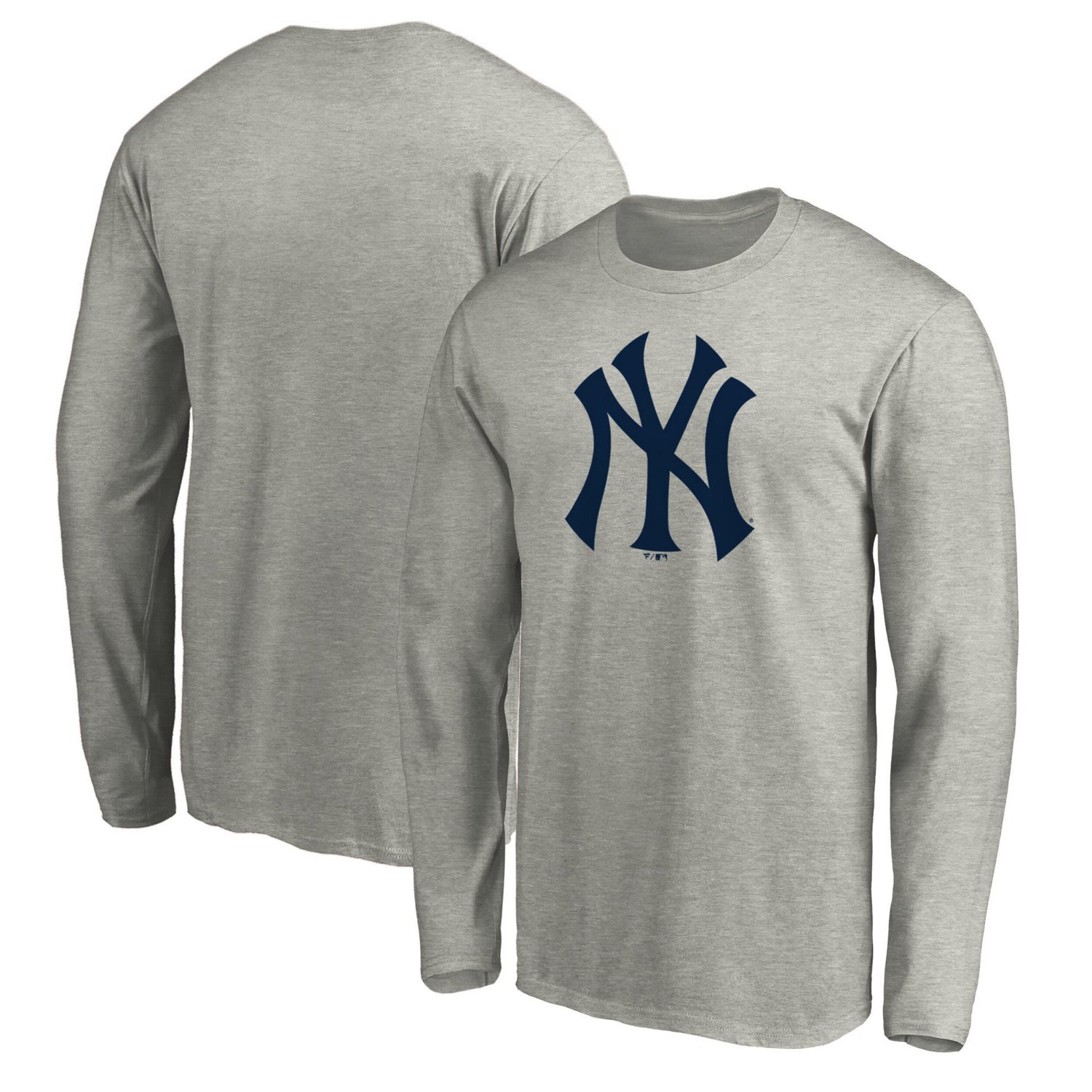 Fanatics Branded Heathered Gray New York Yankees Official Logo Long Sleeve T-Shirt