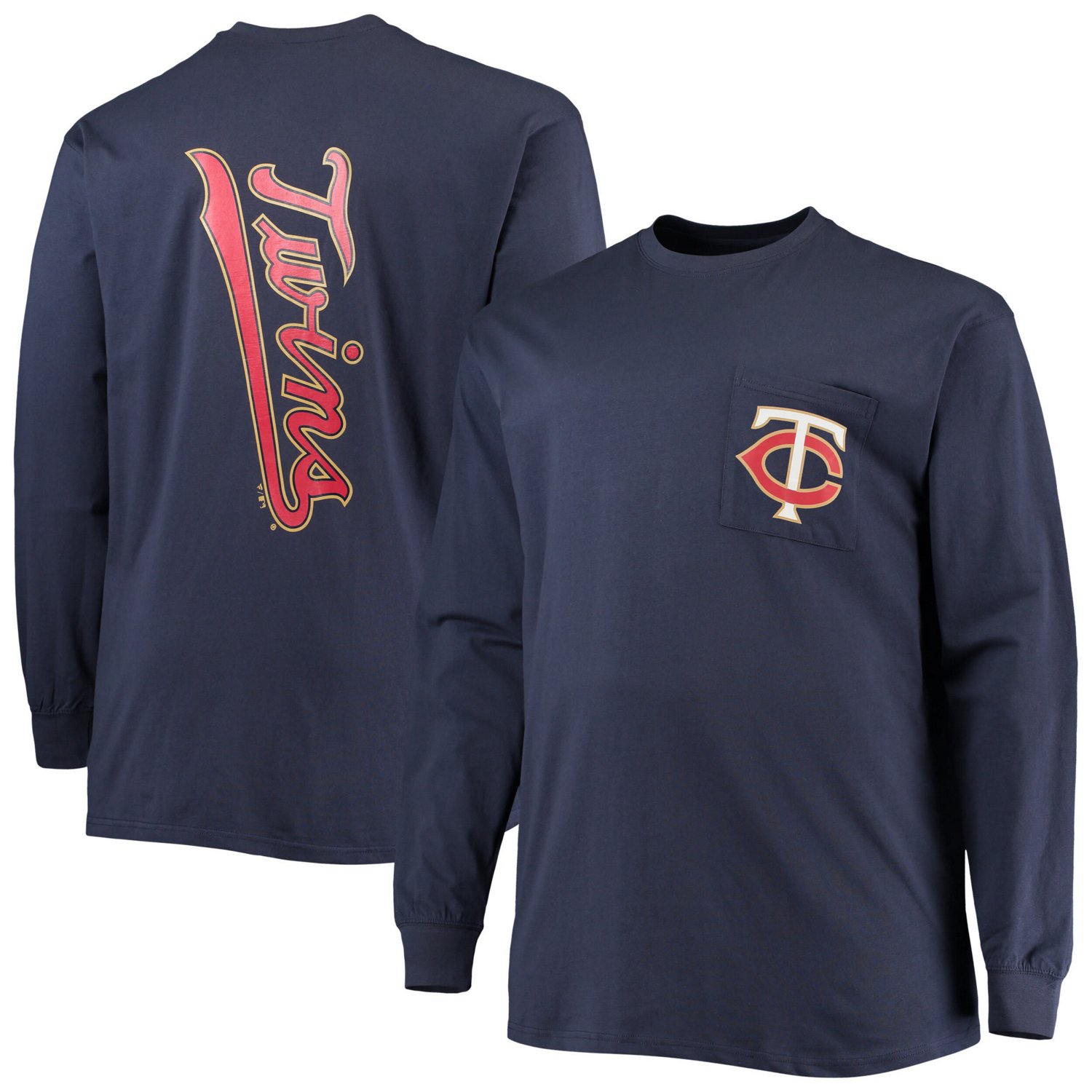 Fanatics Branded Minnesota Twins Big  Tall Solid Back Hit Long Sleeve T-Shirt