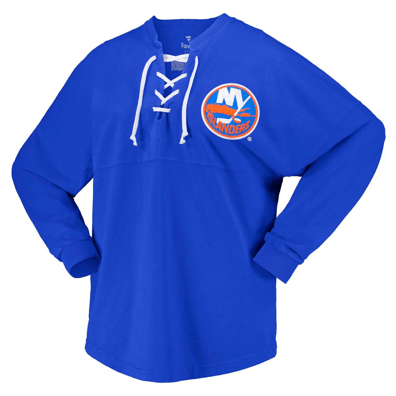 Fanatics Branded New York Islanders Spirit Lace-Up V-Neck Long Sleeve Jersey T-Shirt                                             - view number 2