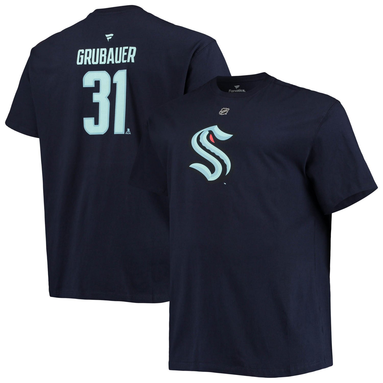 Fanatics Branded Philipp Grubauer Deep Sea Seattle Kraken Big  Tall Name  Number T-Shirt