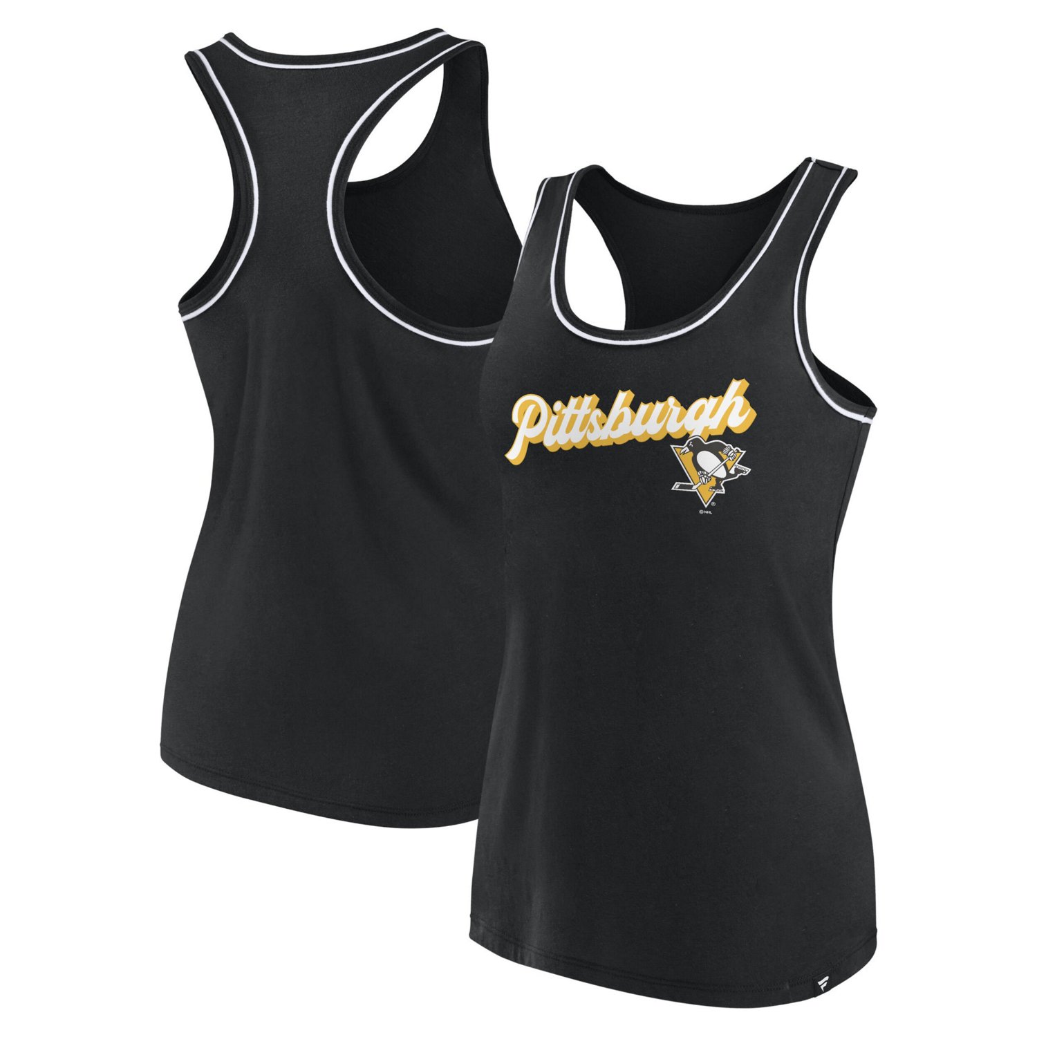 Fanatics Branded Pittsburgh Penguins Wordmark Logo Racerback Scoop Neck Tank Top