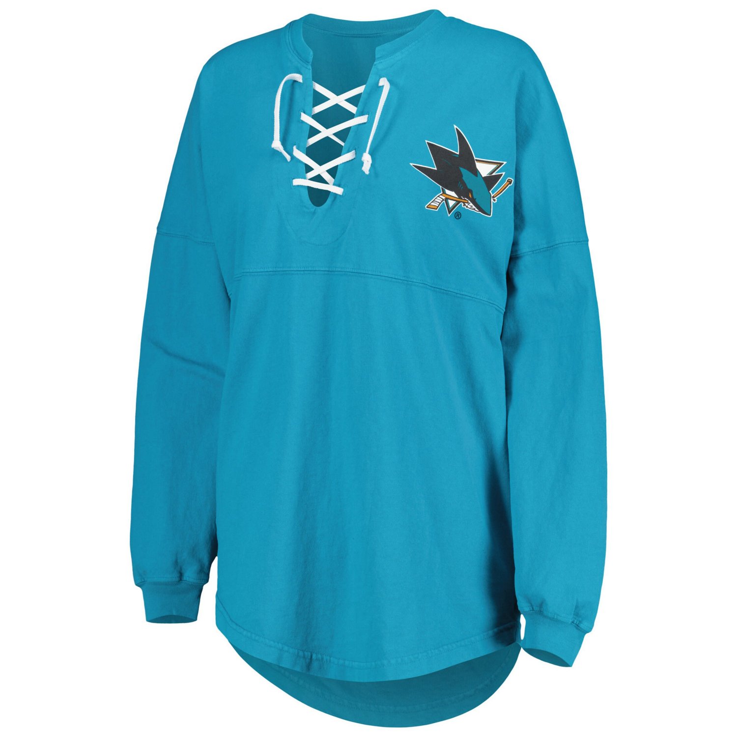 Fanatics Branded San Jose Sharks Spirit Lace-Up V-Neck Long Sleeve Jersey T-Shirt                                                - view number 2