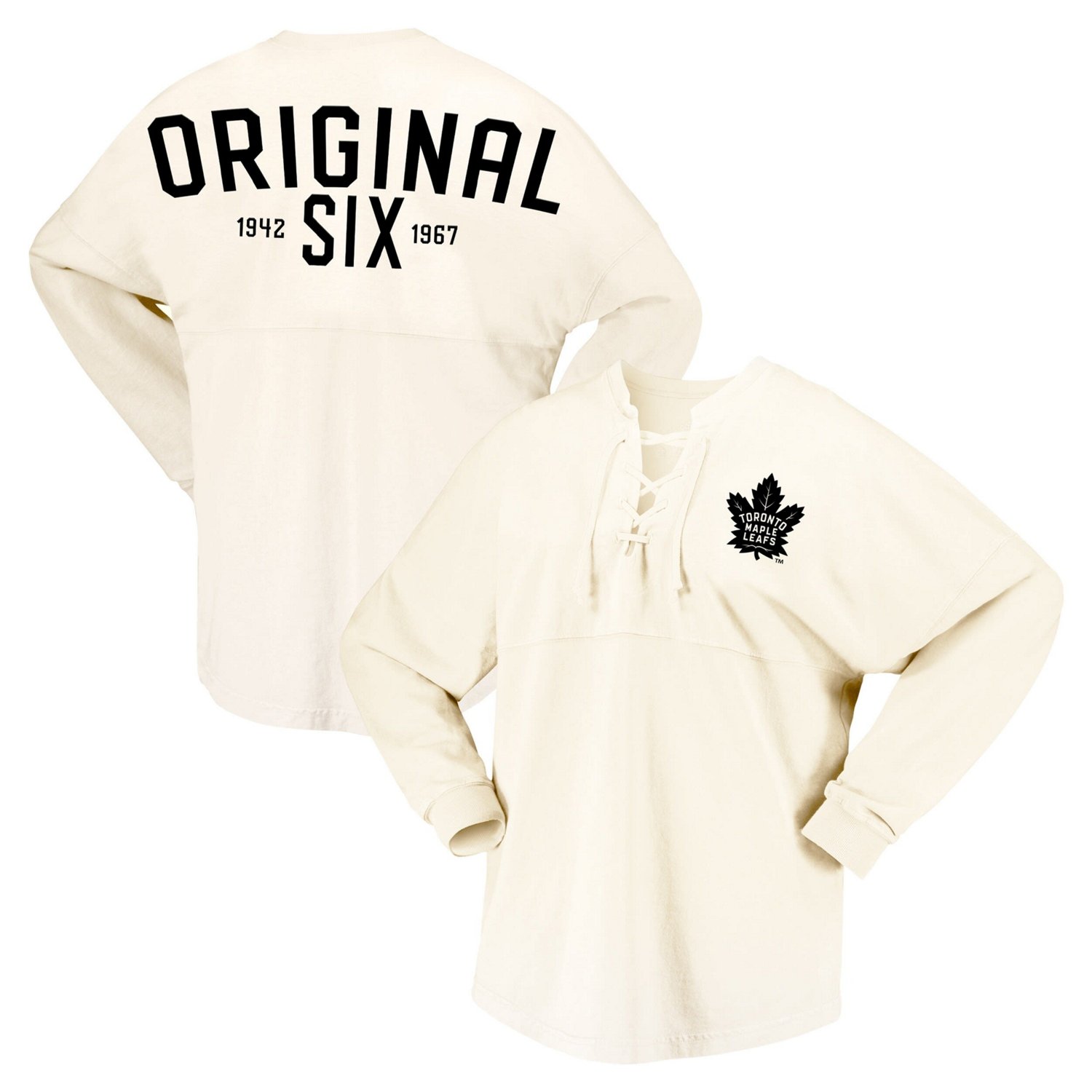Fanatics Branded Toronto Maple Leafs Original Six Lace-Up Spirit Jersey Long Sleeve T-Shirt