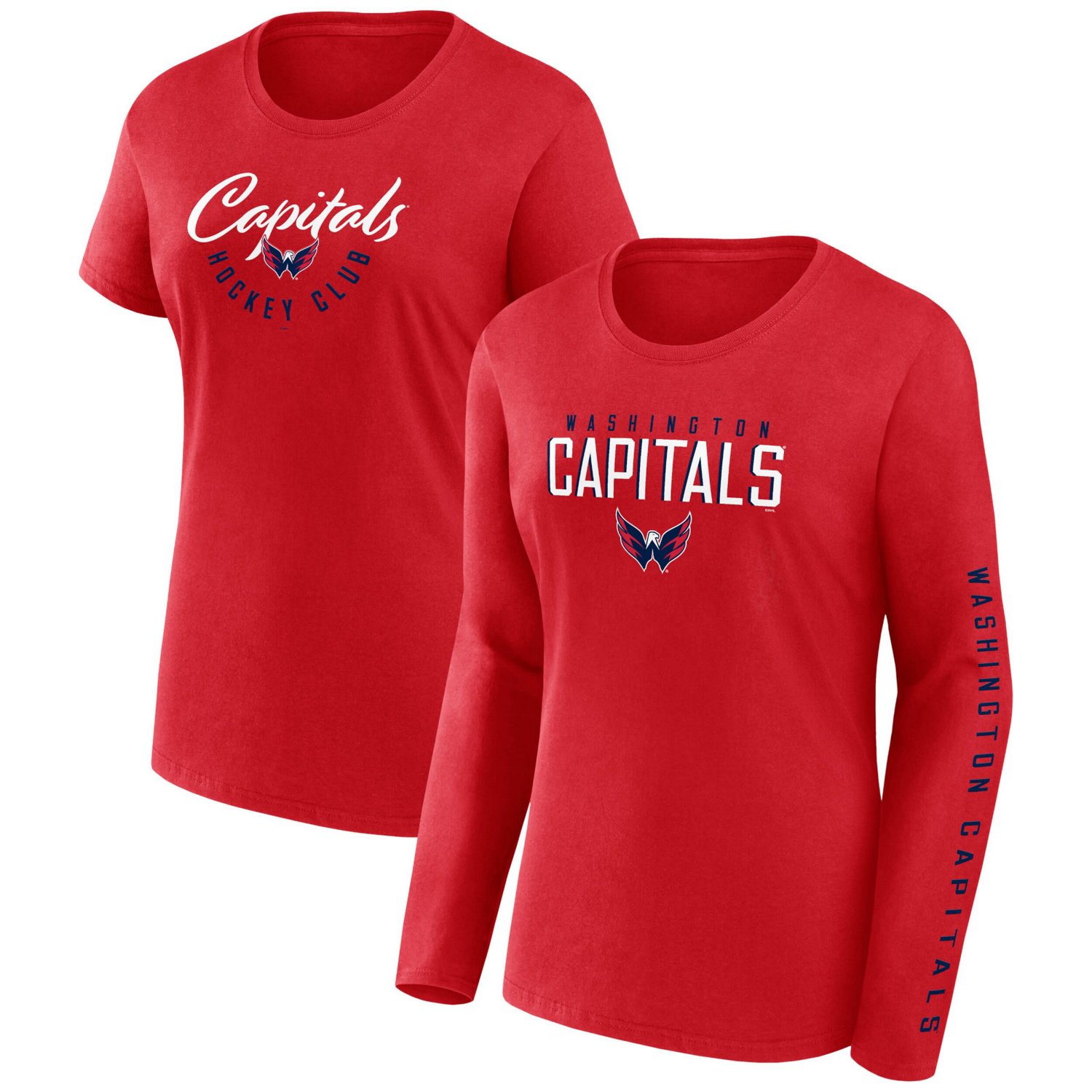 Fanatics Branded Washington Capitals Long and Short Sleeve Two-Pack T-Shirt Set