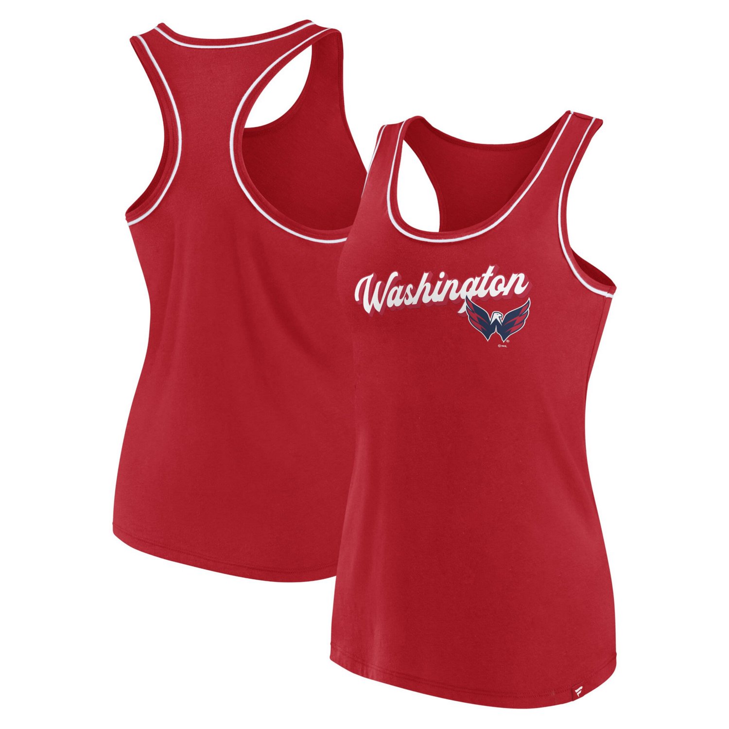 Fanatics Branded Washington Capitals Wordmark Logo Racerback Scoop Neck Tank Top
