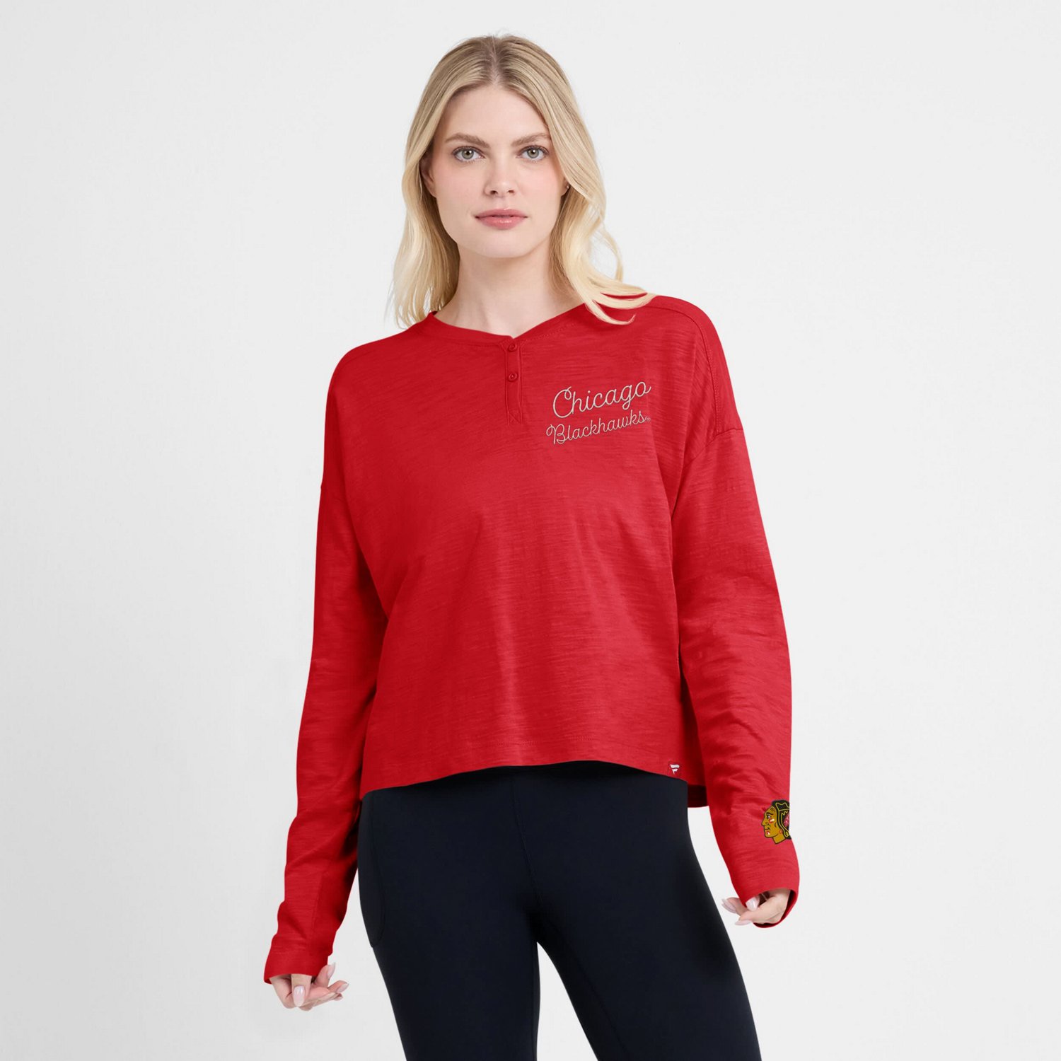 Fanatics Chicago Blackhawks Oversized All Out Effort Long Sleeve Henley T-Shirt                                                  - view number 4