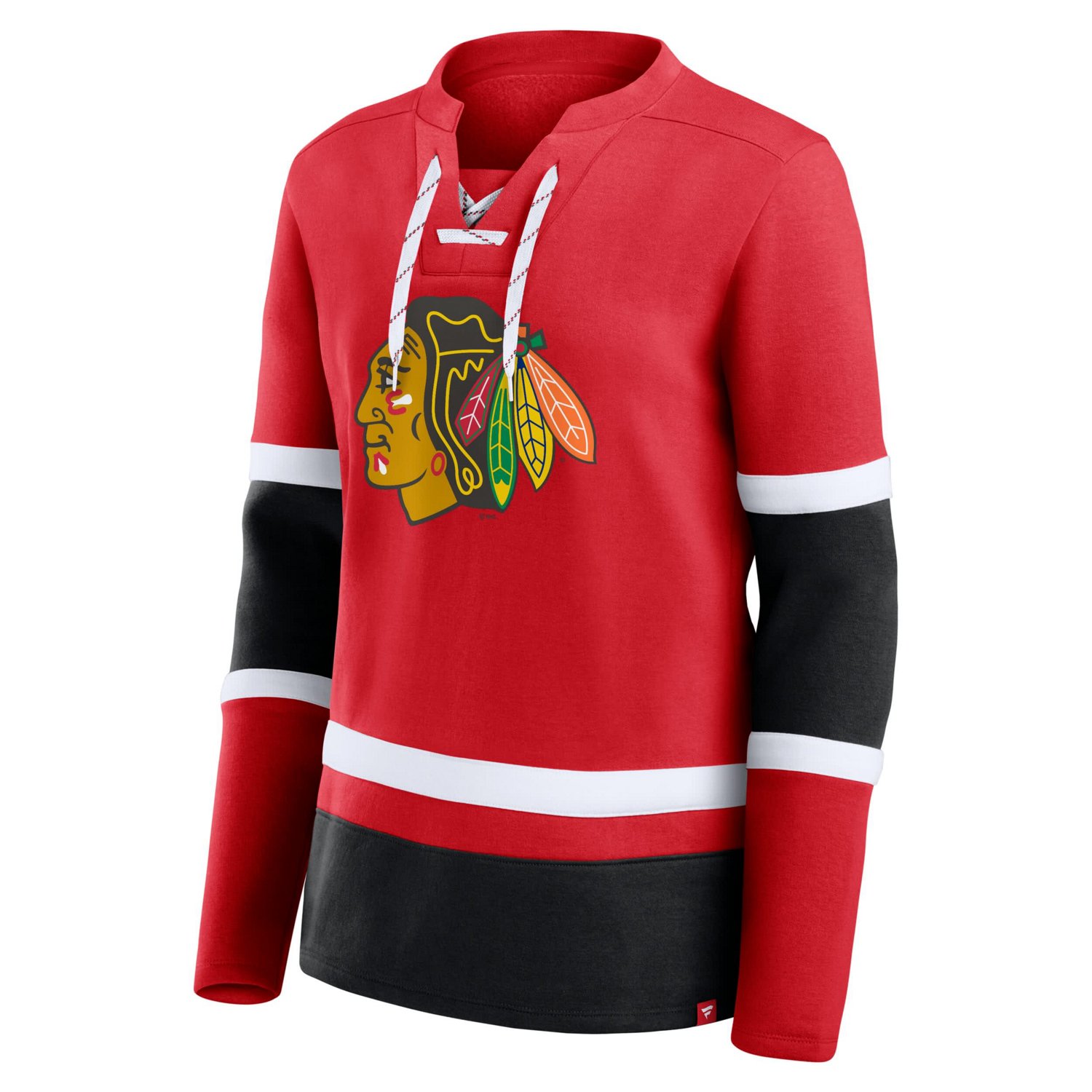 Fanatics Chicago Blackhawks Prime Time Lace-Up Long Sleeve T-Shirt