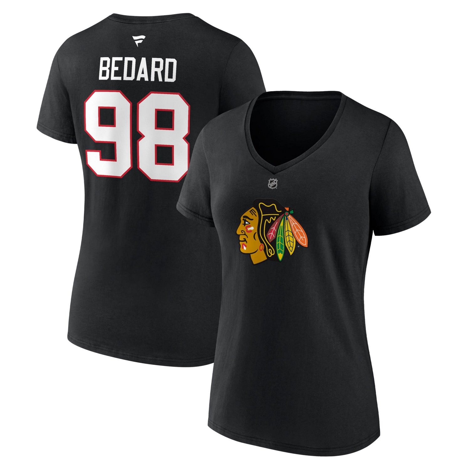 Fanatics Connor Bedard Chicago hawks 2023 NHL Draft Authentic Stack Player Name  Number V-Neck T-Shirt