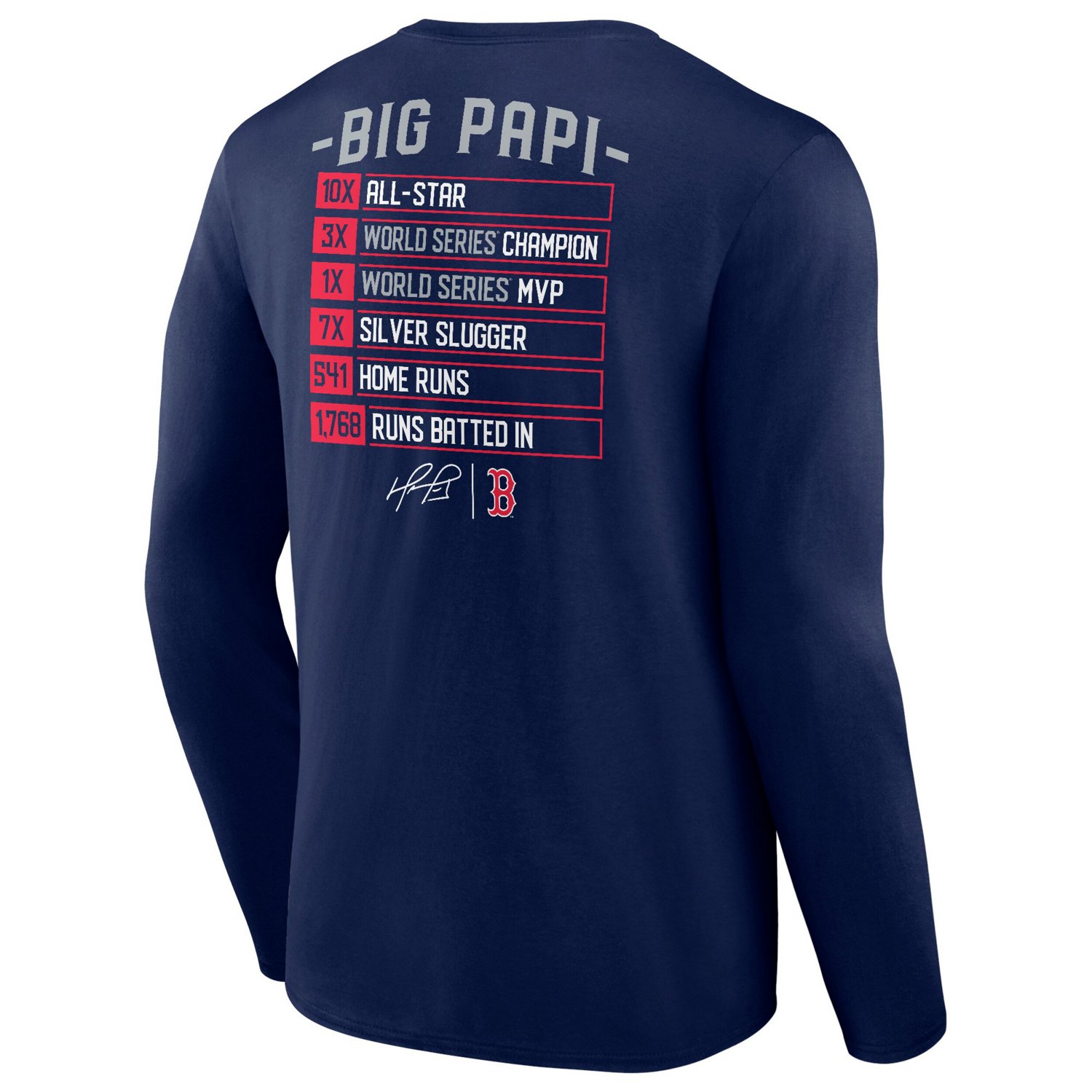 Fanatics David Ortiz Boston Red Sox Stats Resume Long Sleeve T-Shirt