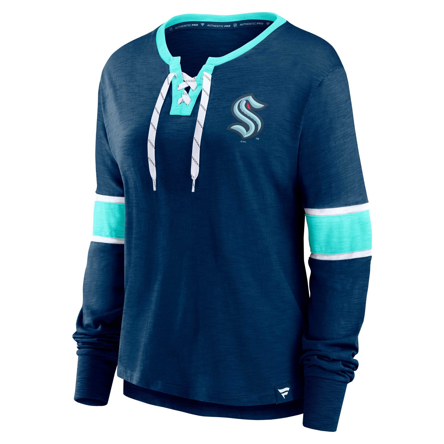 Fanatics Deep Sea Seattle Kraken Effervescent Exclusive Lace-Up Long Sleeve T-Shirt - view number 2