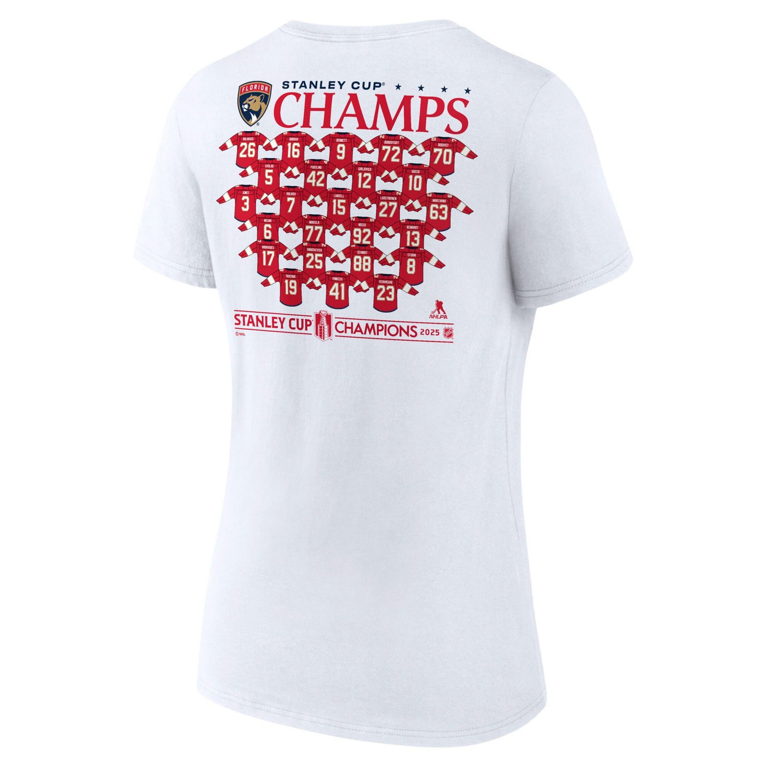 Fanatics Florida Panthers 2025 Stanley Cup Champions Jersey Roster V-Neck T-Shirt - view number 3