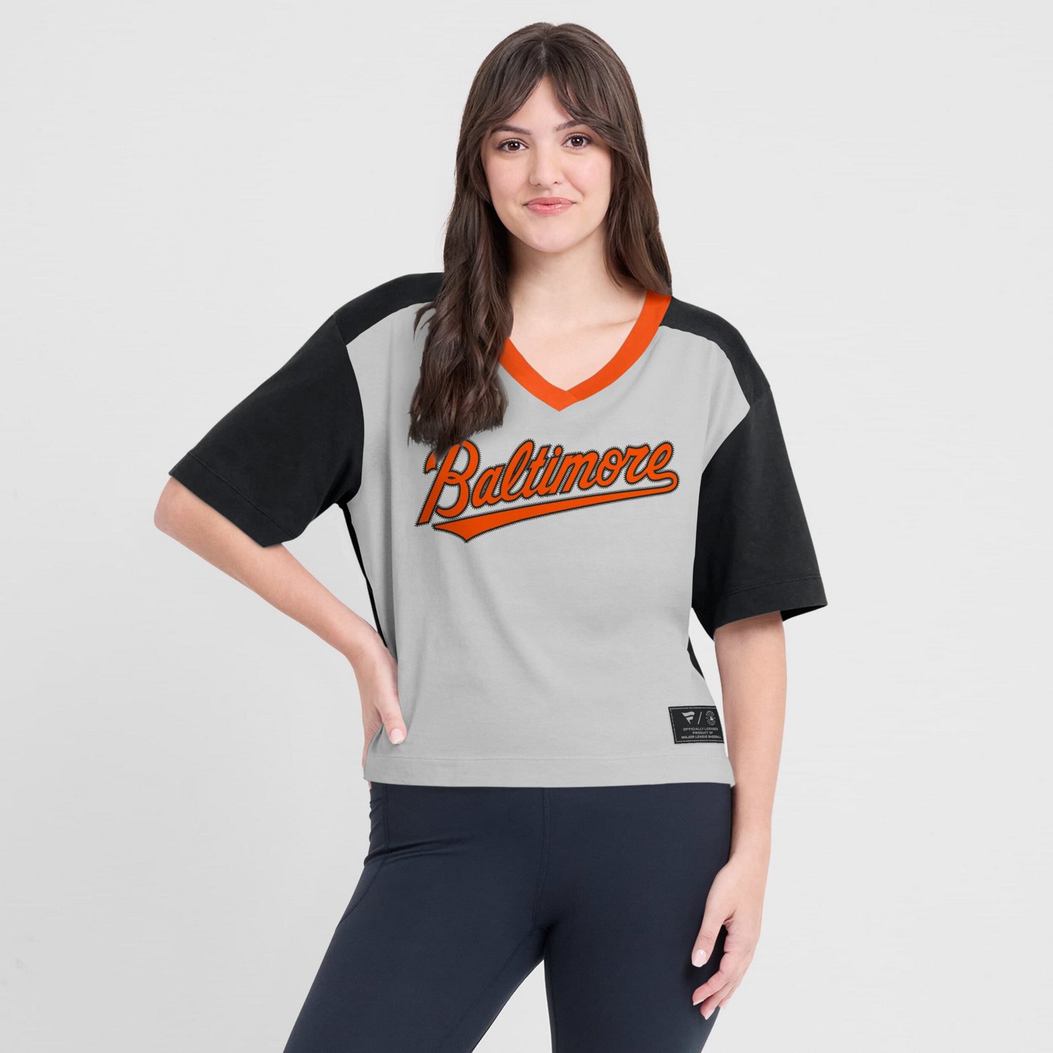 Fanatics Graphite Baltimore Orioles Oversized Race To Win V-Neck T-Shirt - view number 4