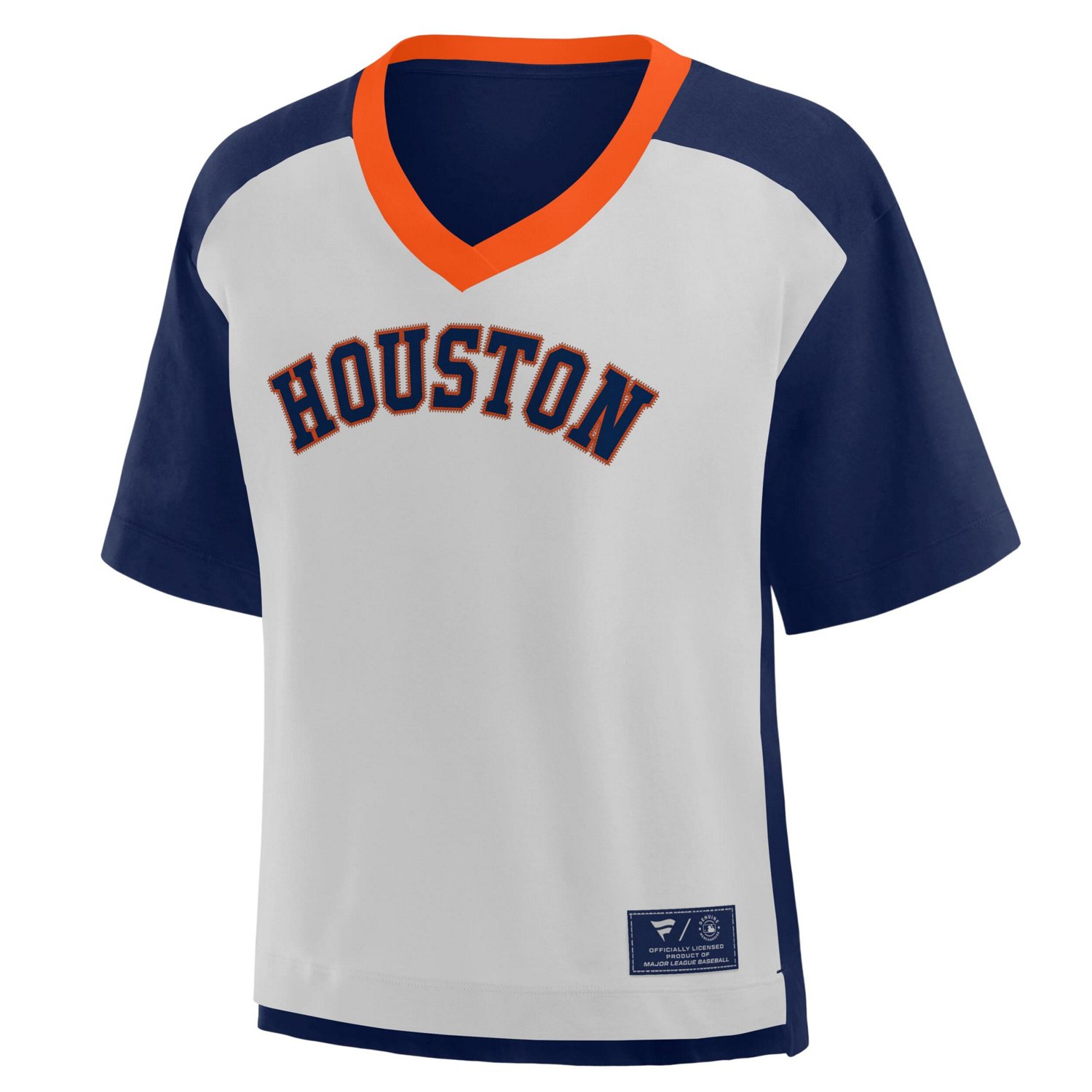 Fanatics Graphite Houston Astros Oversized Cropped V-Neck T-Shirt                                                                - view number 2