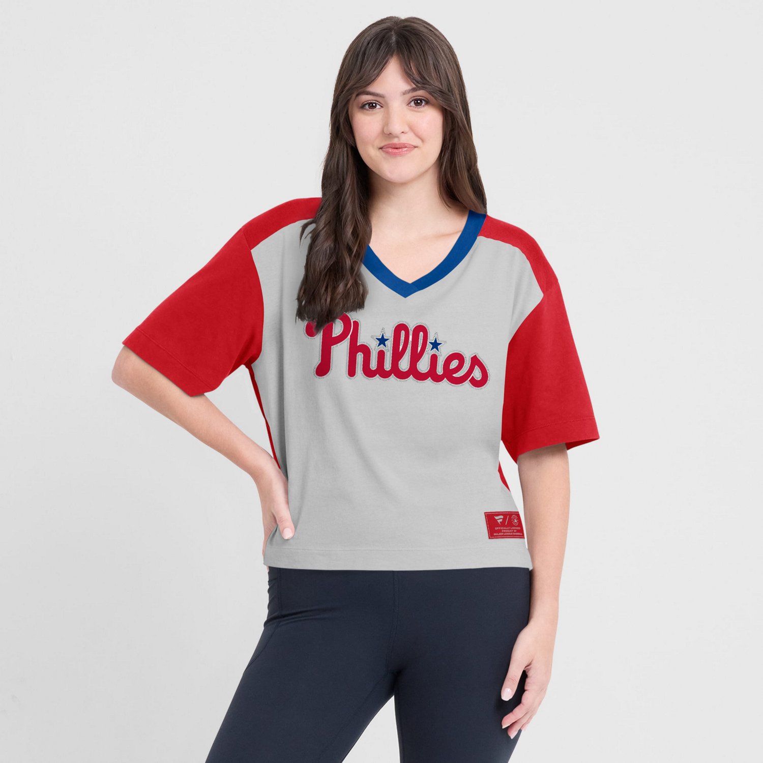 Fanatics Graphite Philadelphia Phillies Oversized Race To Win V-Neck T-Shirt - view number 4